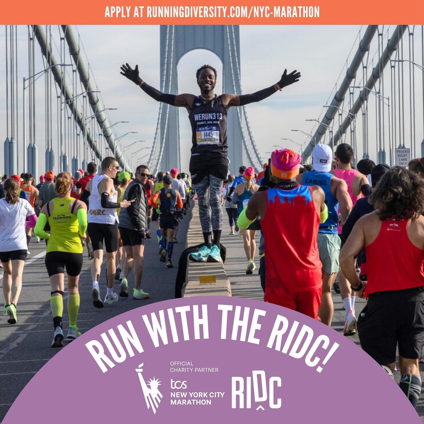 Surprise! We are proud to share that the RIDC is an official charity partner for the 2024 TCS New York City Marathon!

As a charity partner, we have five fundraising spots on our official RIDC Team! Want to run? We are looking for team members who ar