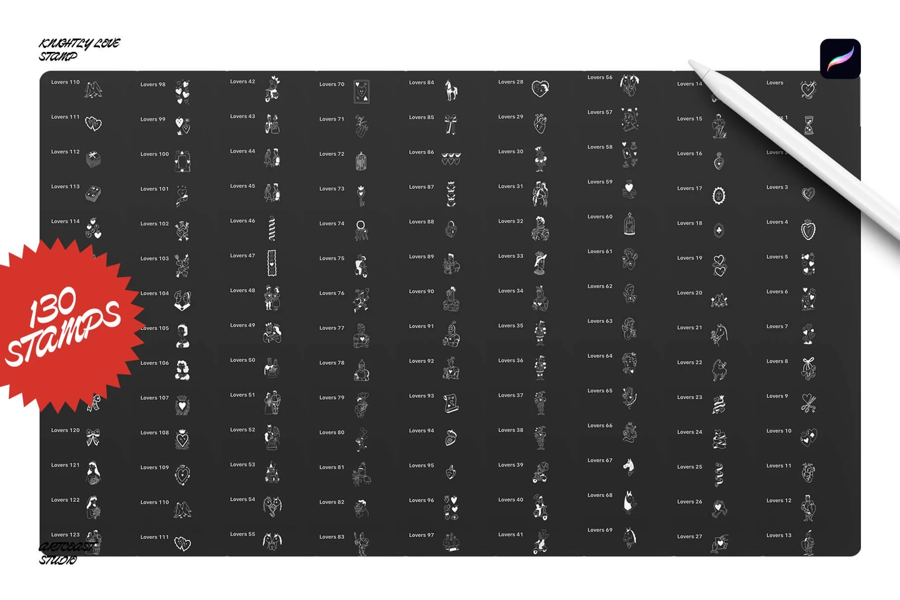 Procreate brushes for Valentine's Day