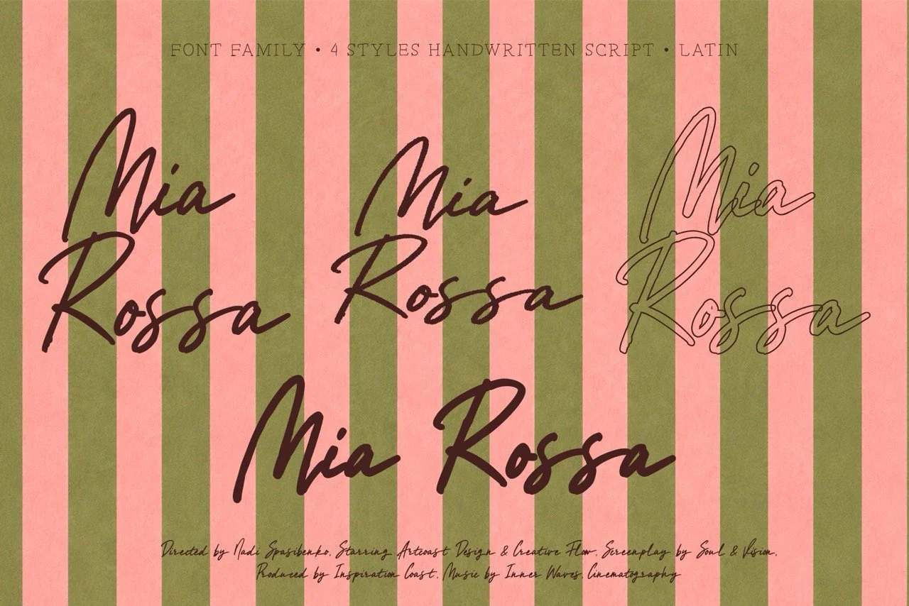 Book cover design using Mia Rossa for expressive, vintage-inspired typography.