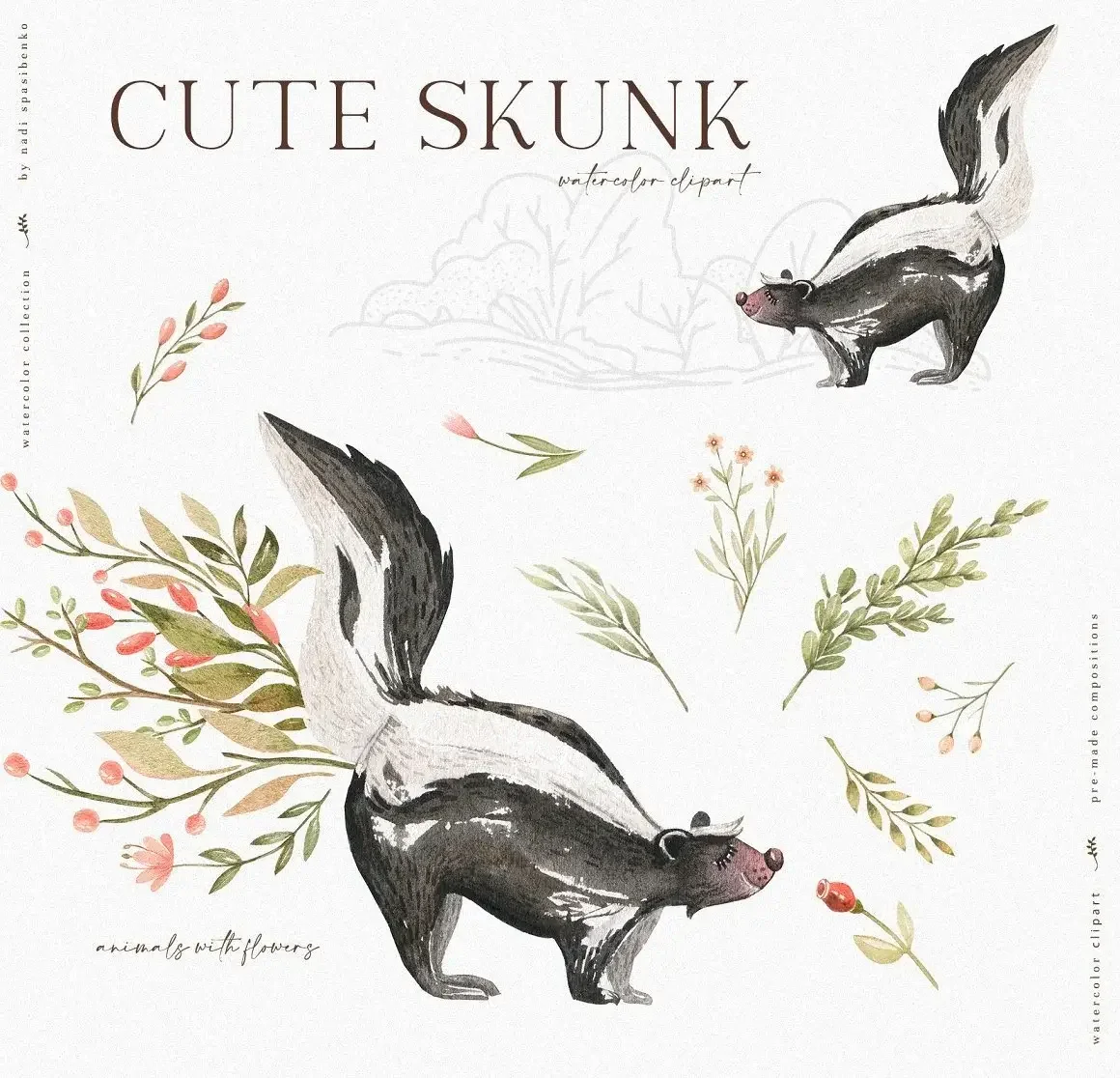 Forest Baby Vol. 2 | Whimsical Watercolor Animals & Floral Kit