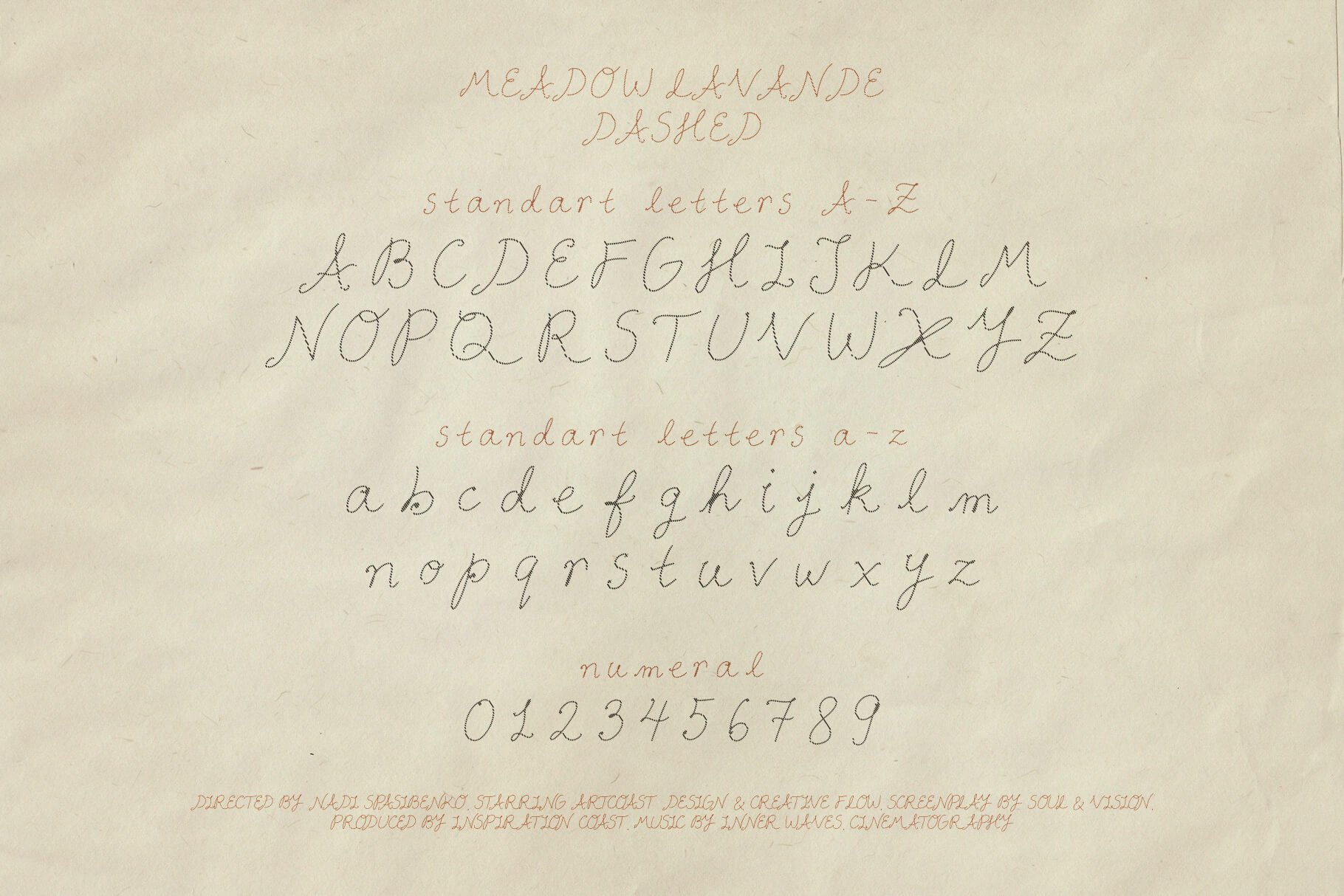 Meadow Lavande Font Family | Handcrafted Vintage Embroidery Font