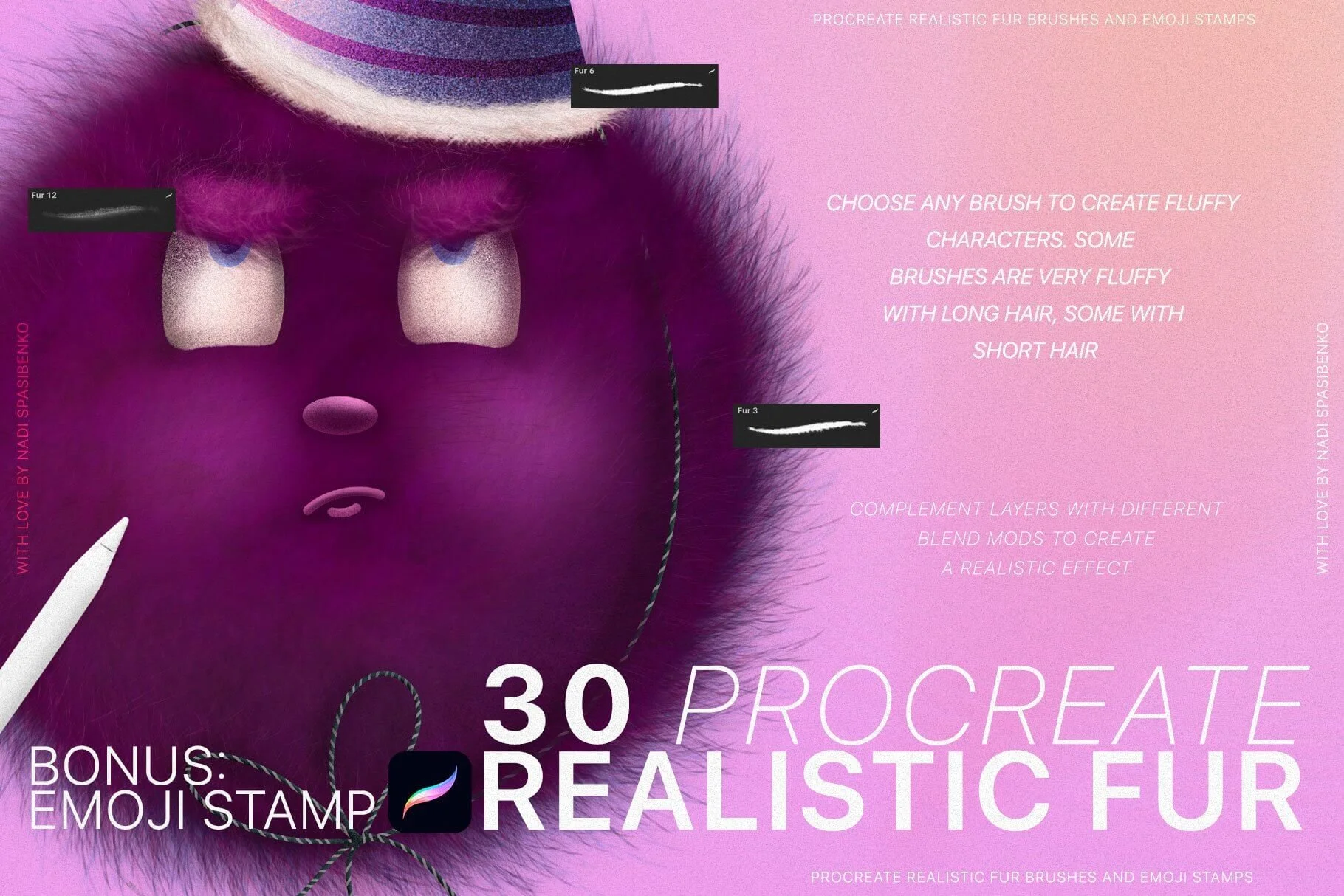 Procreate Realistic Fur & Emoji Brushes — Artcoast Studio