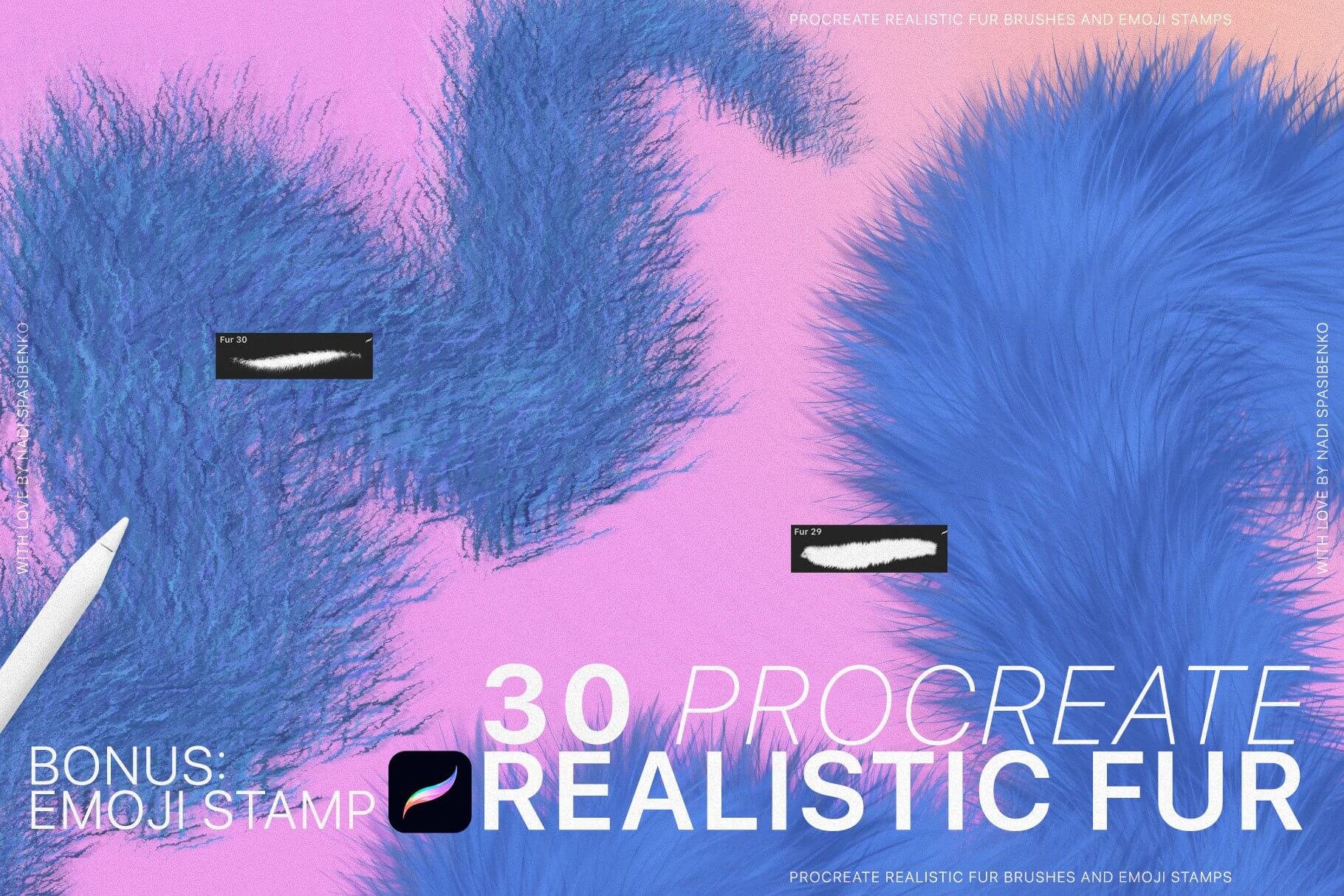 Procreate Realistic Fur & Emoji Brushes — Artcoast Studio