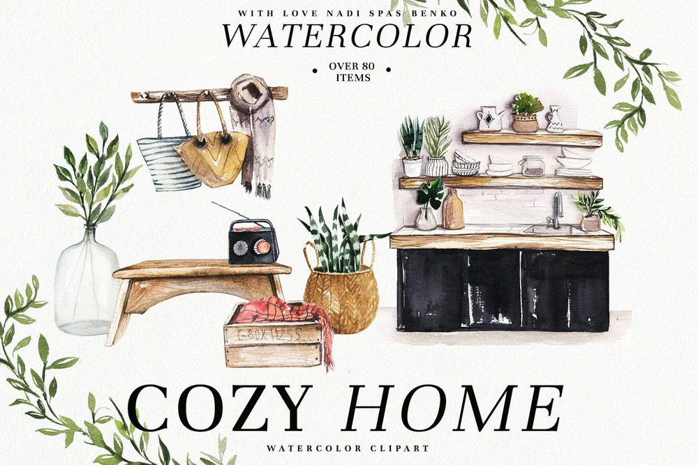 Self-Care & Home Decor | Watercolor Graphics Set — Artcoast Studio