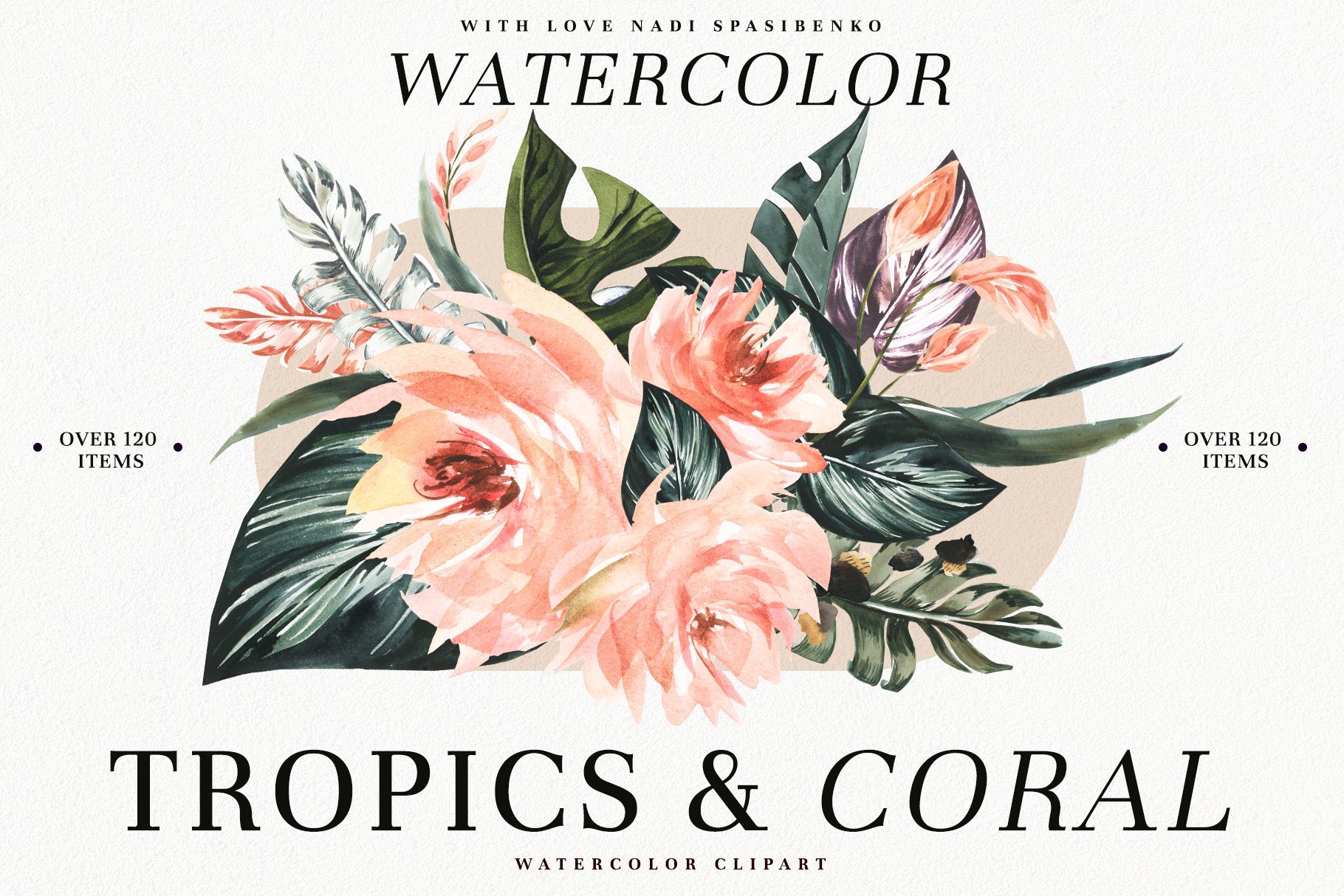 Tropics & Coral Watercolor Illustration Kit