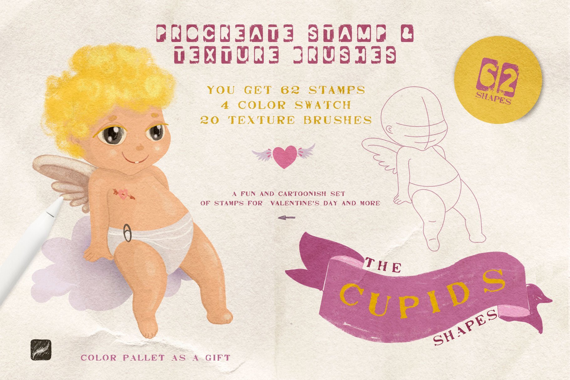Baby & Cupids Procreate Stamps Grids
