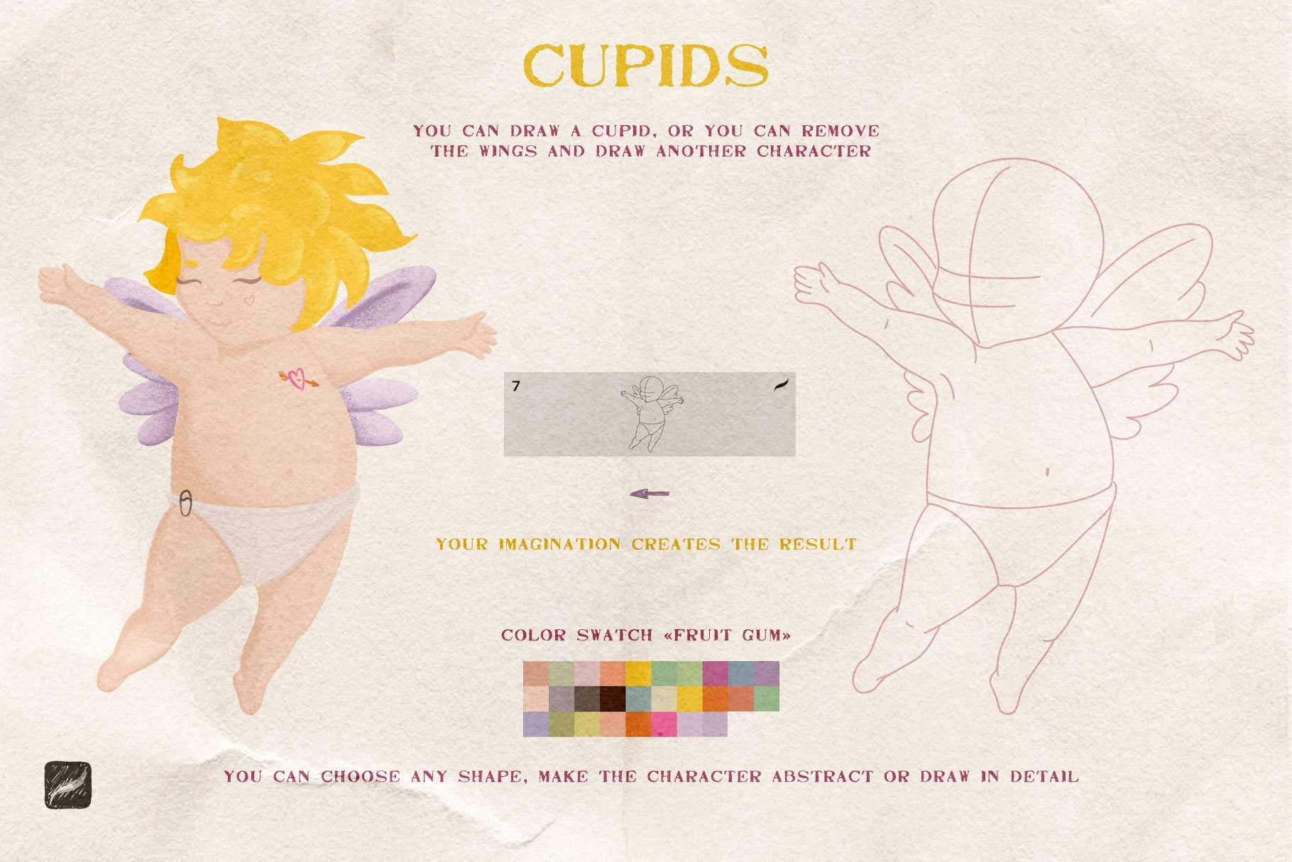 Baby & Cupids Procreate Stamps Grids