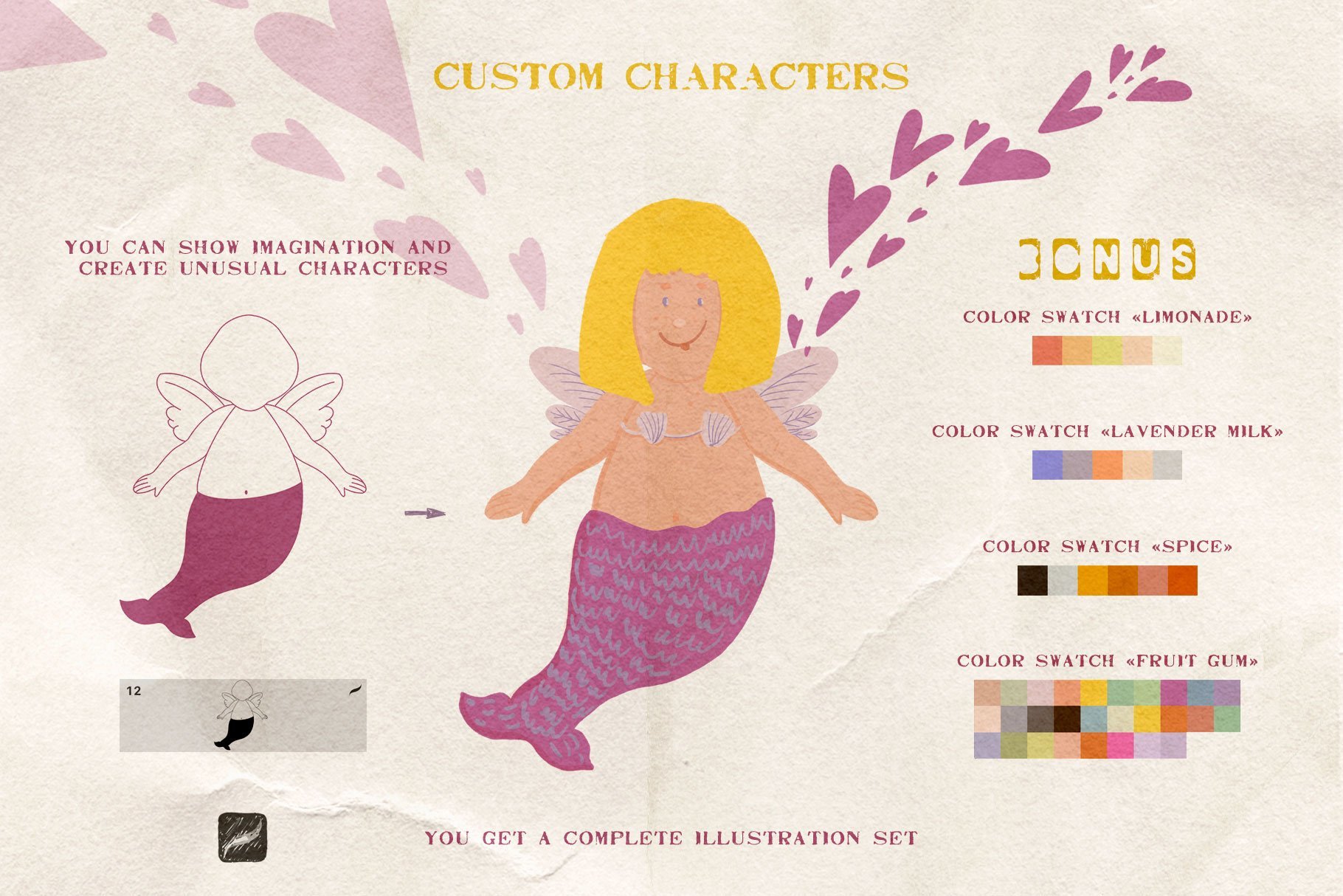 Baby & Cupids Procreate Stamps Grids