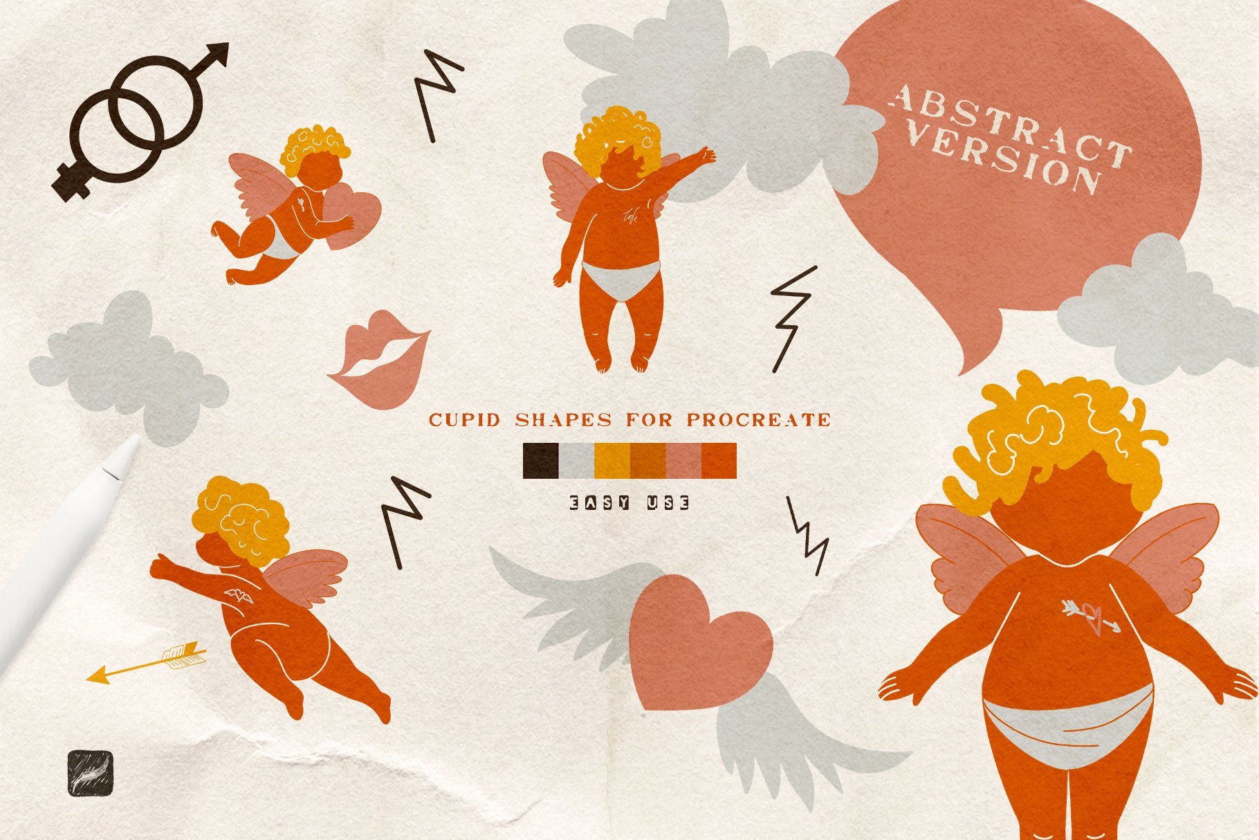 Baby & Cupids Procreate Stamps Grids