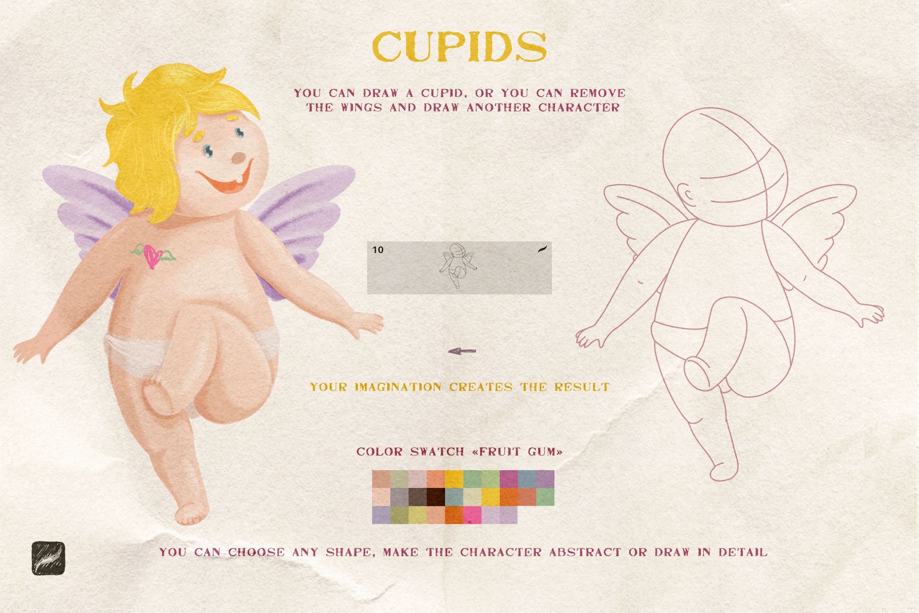 Baby & Cupids Procreate Stamps Grids