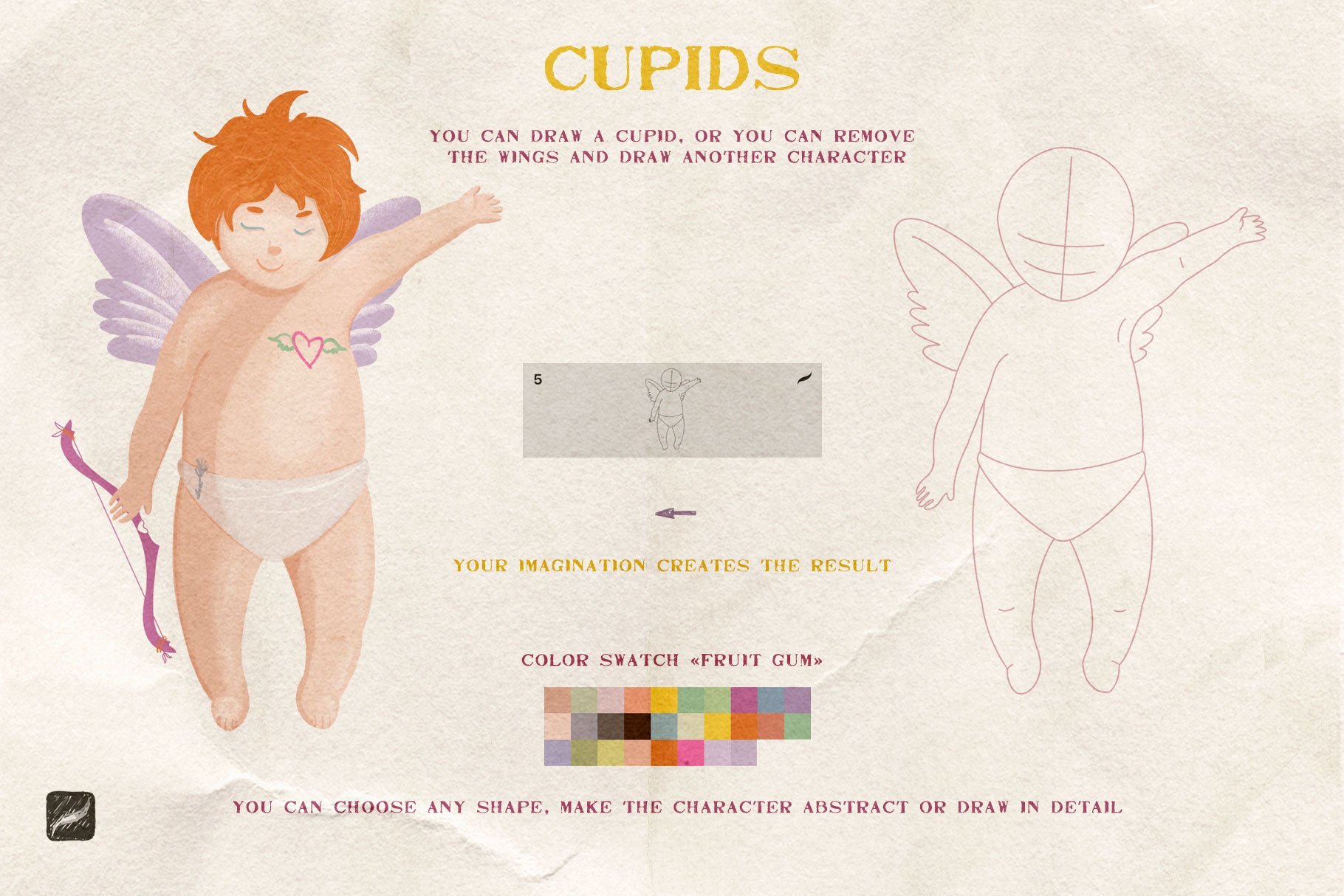 Baby & Cupids Procreate Stamps Grids