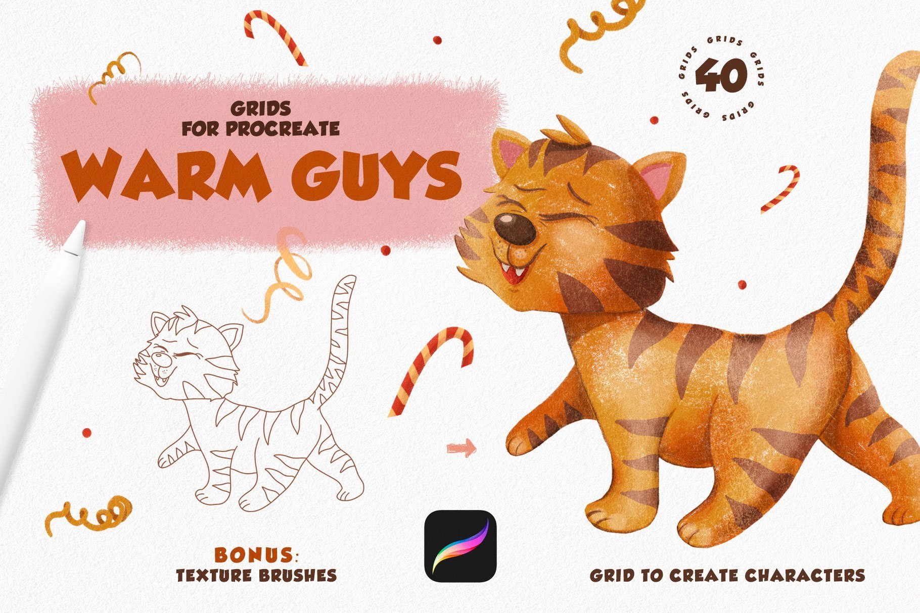 Christmas Warm Guys: Festive Procreate Grids