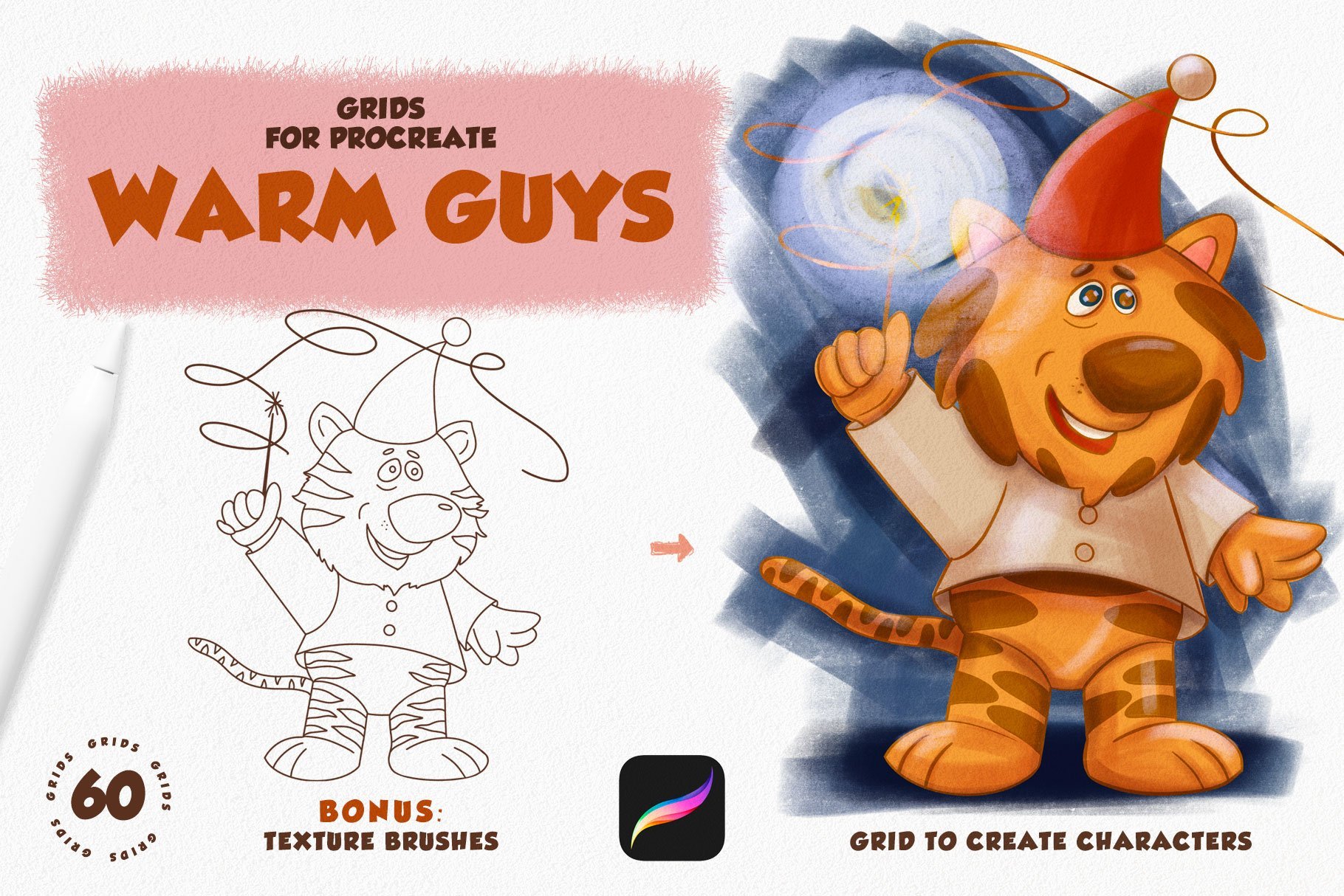Christmas Warm Guys: Festive Procreate Grids