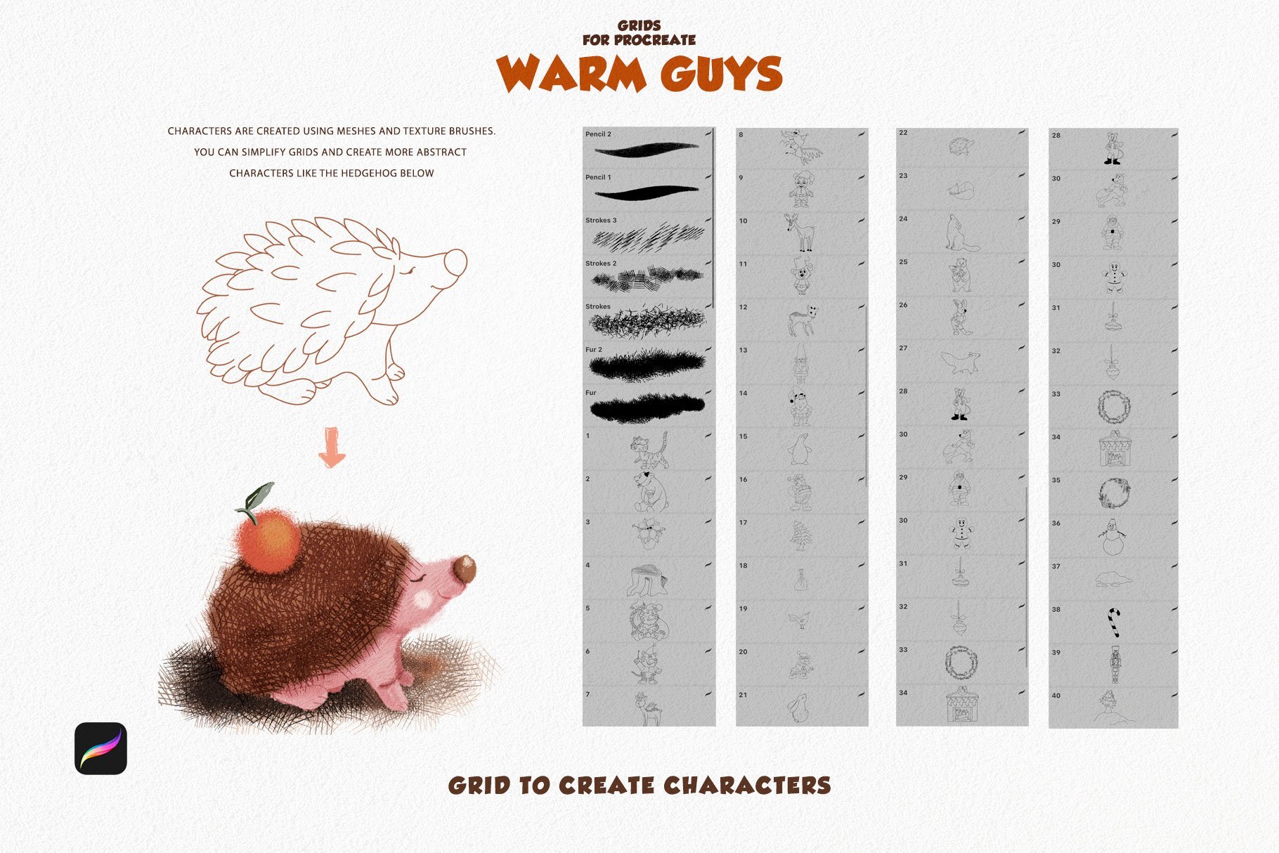 Christmas Warm Guys: Festive Procreate Grids