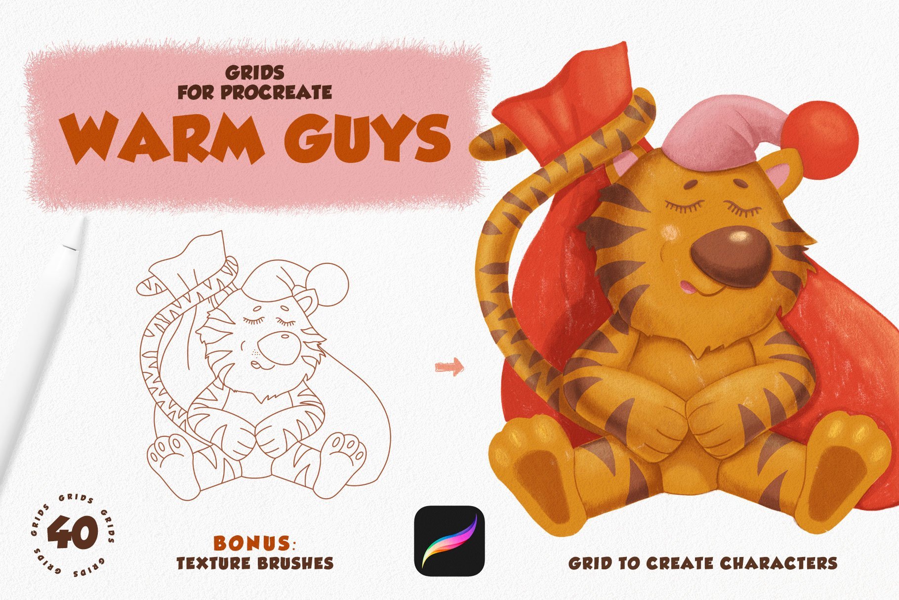 Christmas Warm Guys: Festive Procreate Grids