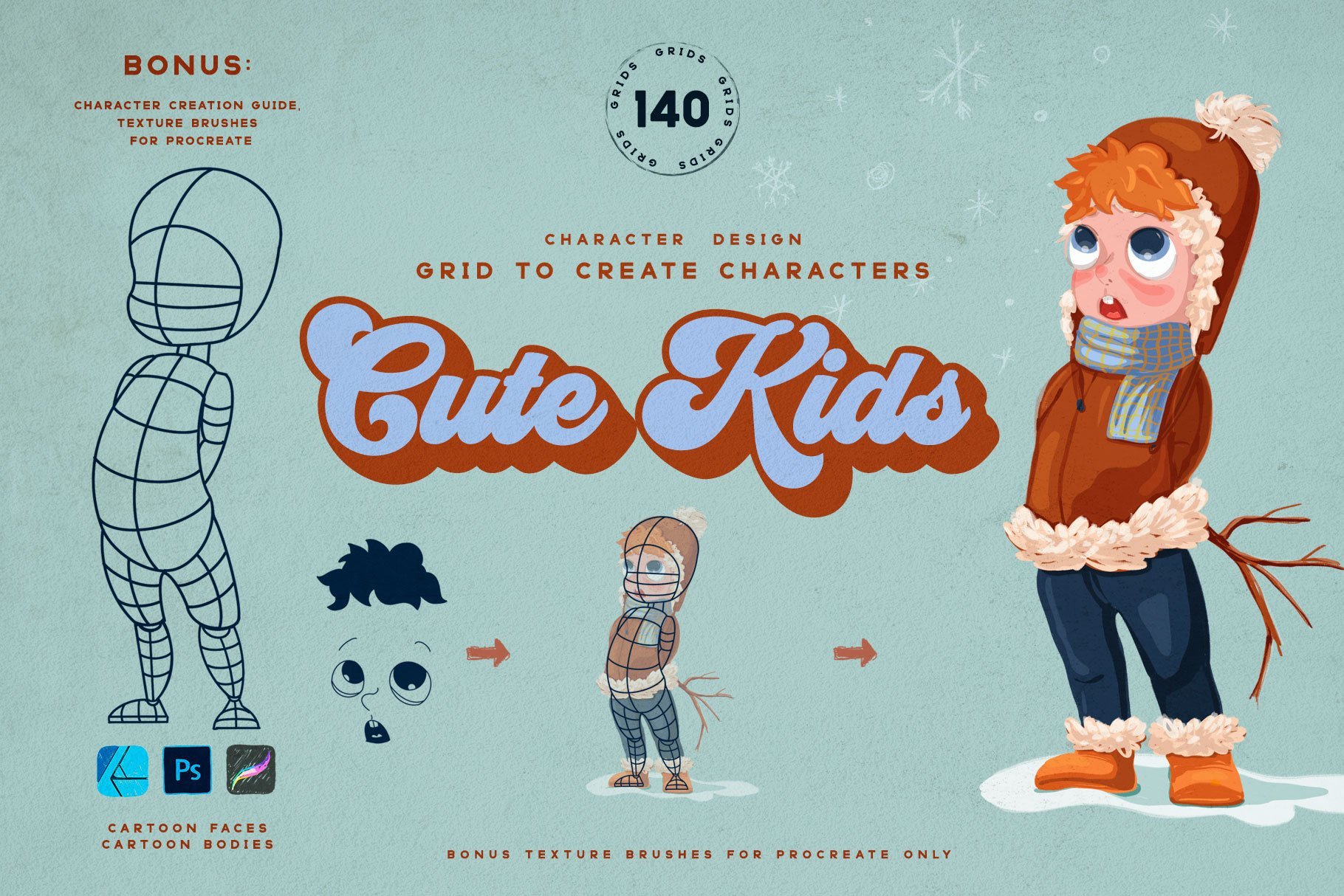 Cute Kids Grids for Procreate