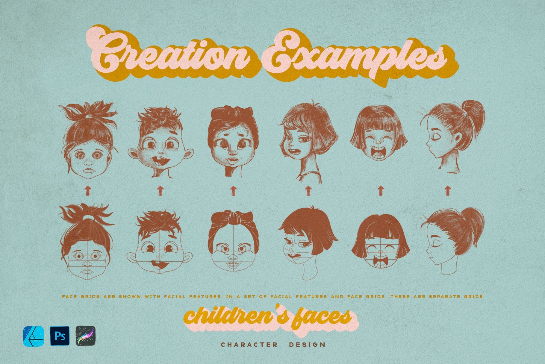 Cute Kids Grids for Procreate