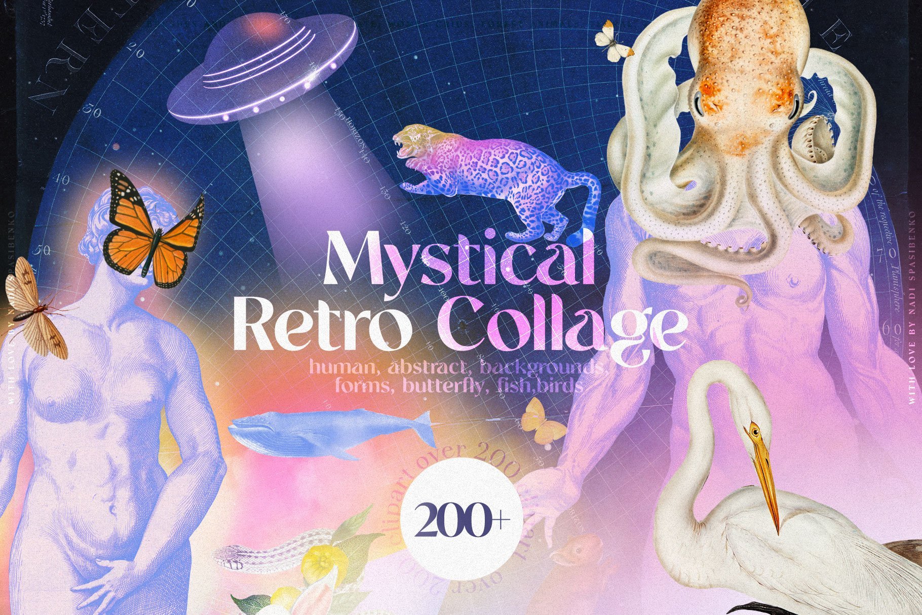 Mystical Retro Collage Kit - Vintage and Retro Designs