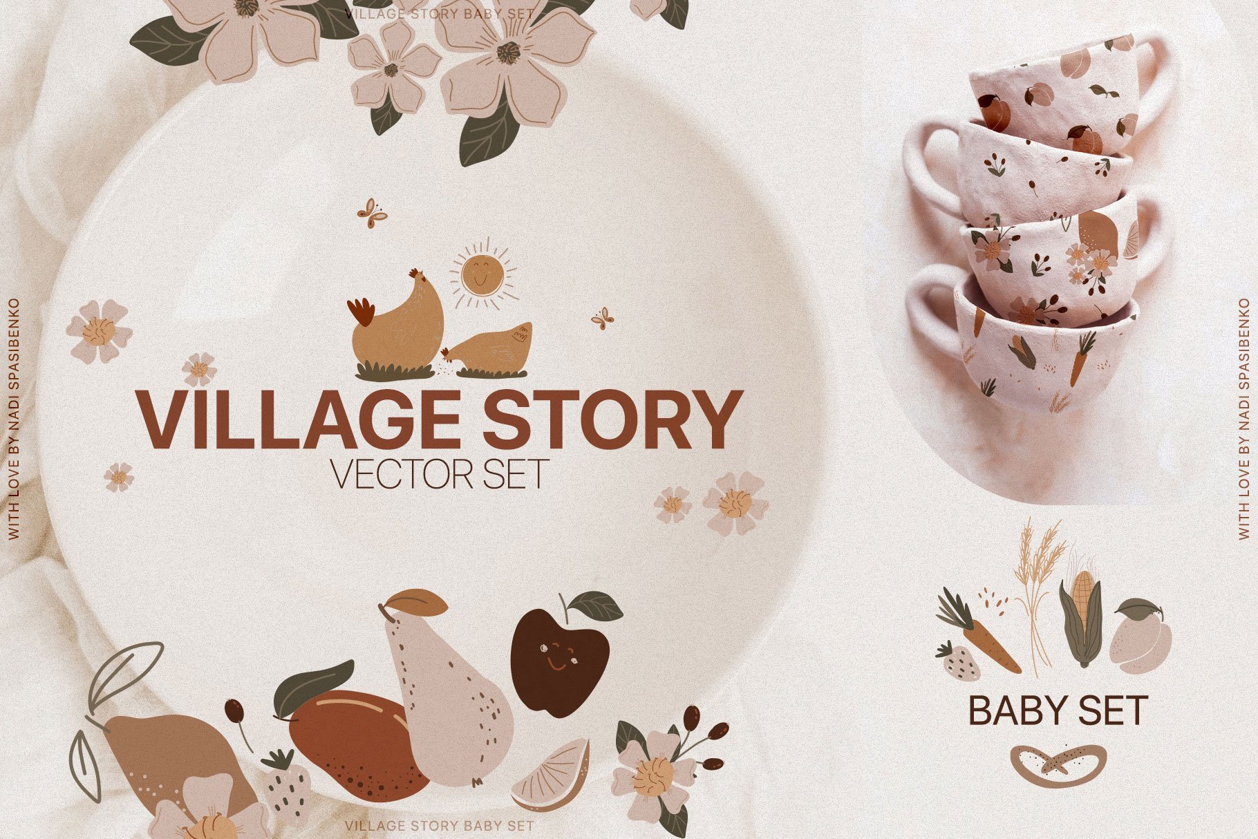 Charming Rustic Vector Illustrations Collection