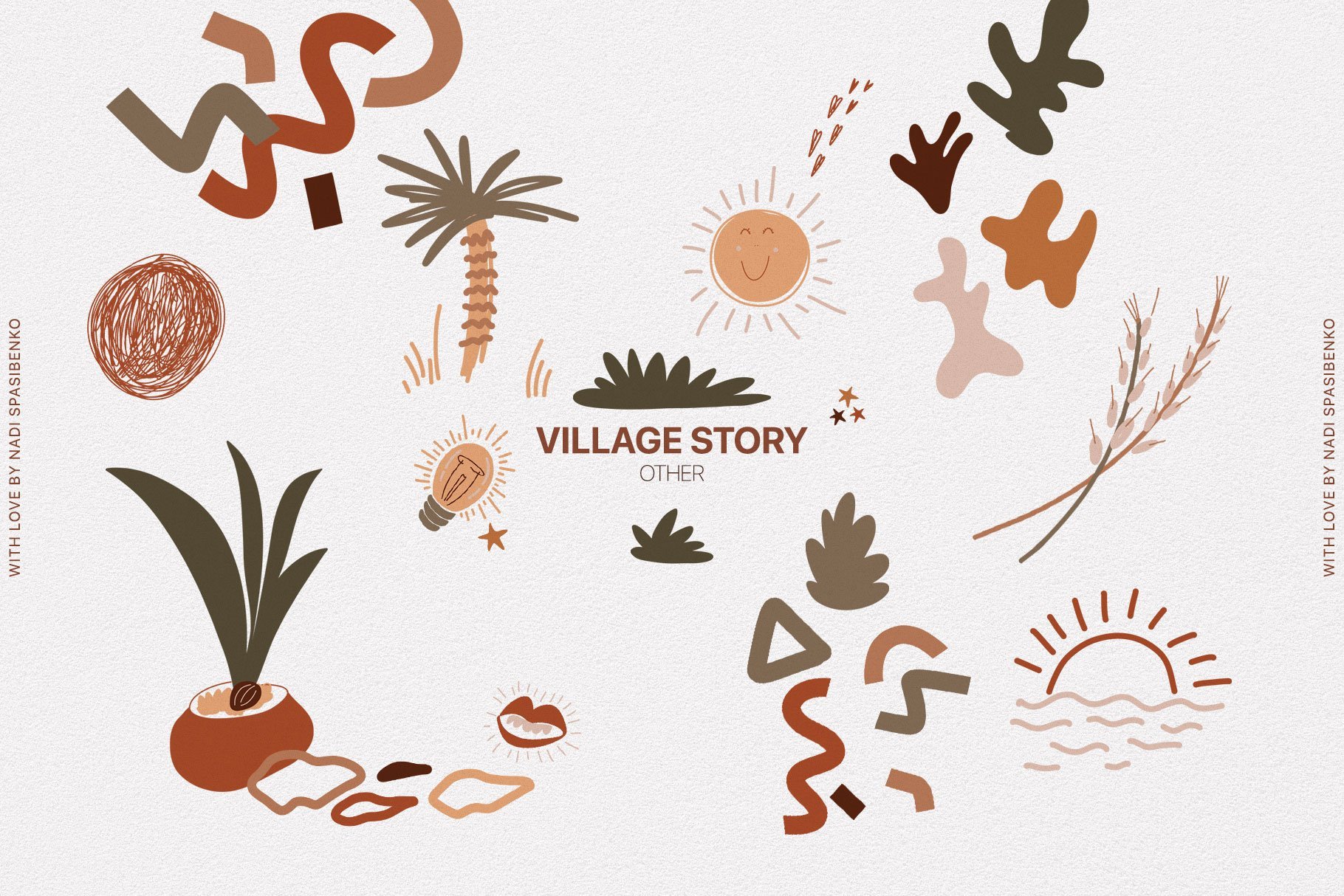 Village Story - Rustic Vector Illustrations