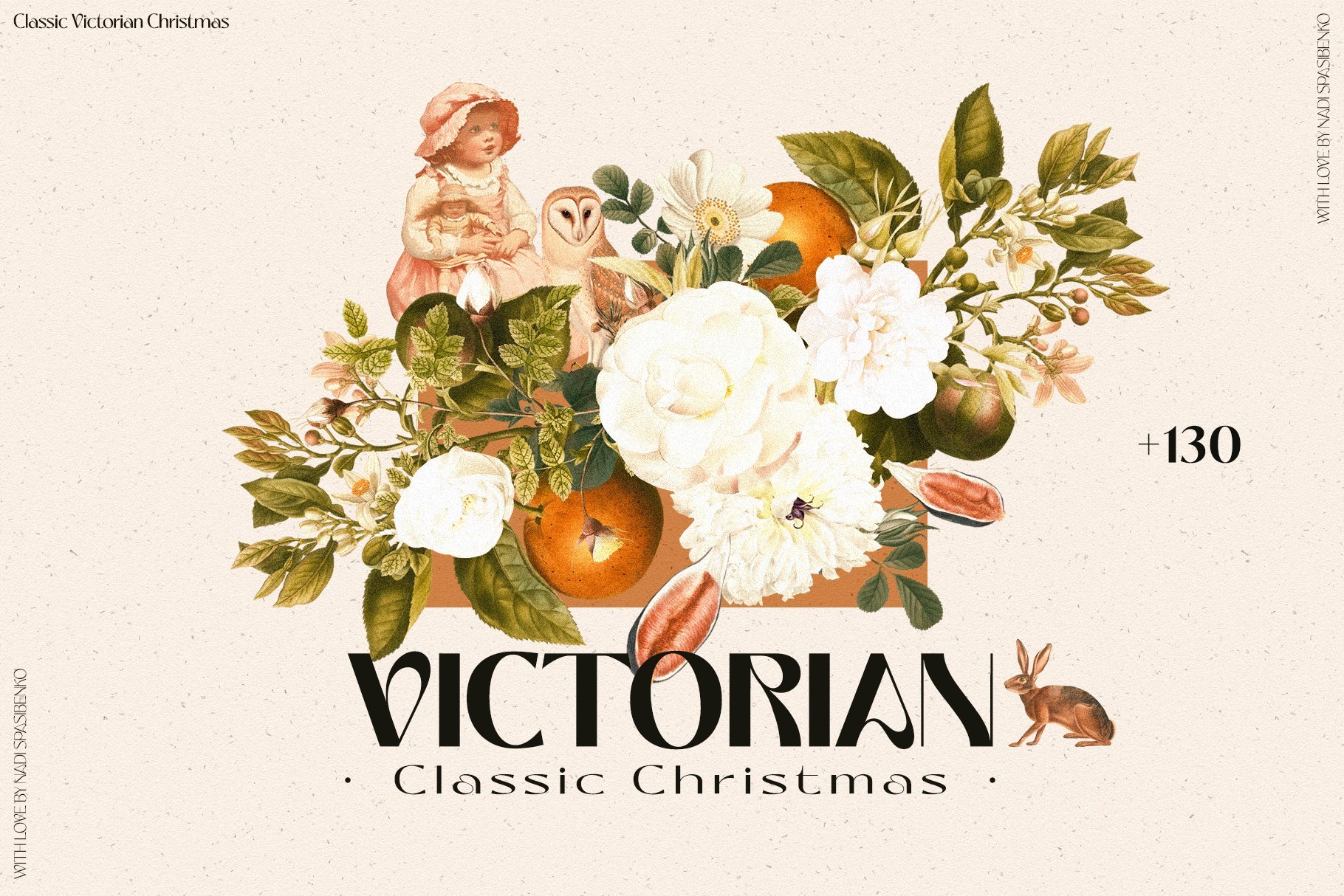 Flower Clipart, Classic Christmas Clipart, Collage Art