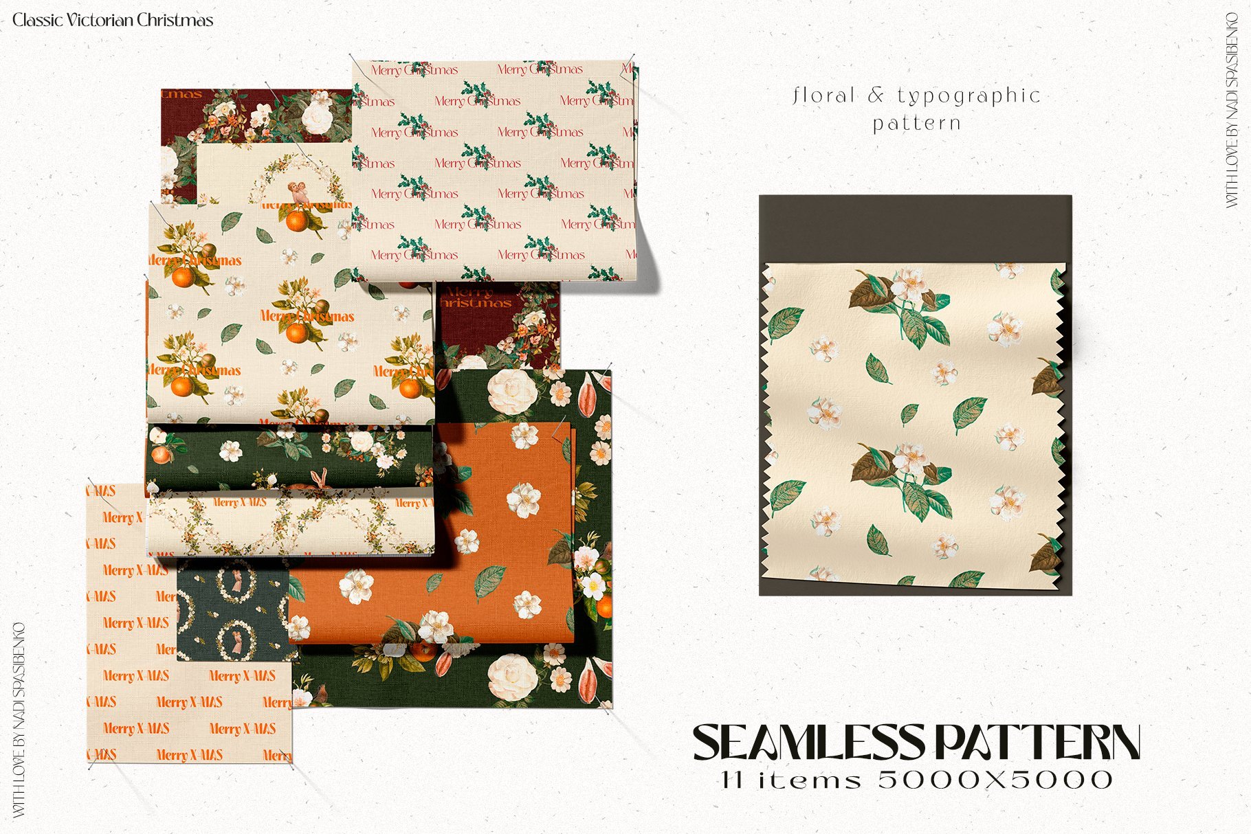 Flower Clipart, Classic Christmas Clipart, Collage Art