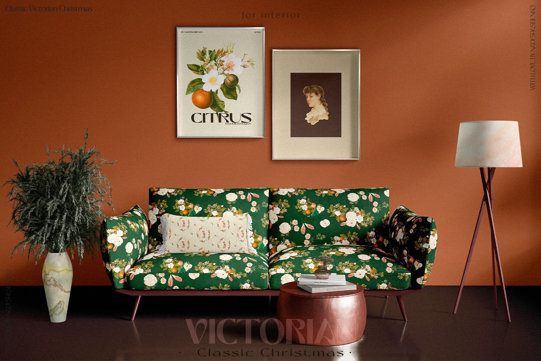 Flower Clipart, Classic Christmas Clipart, Collage Art