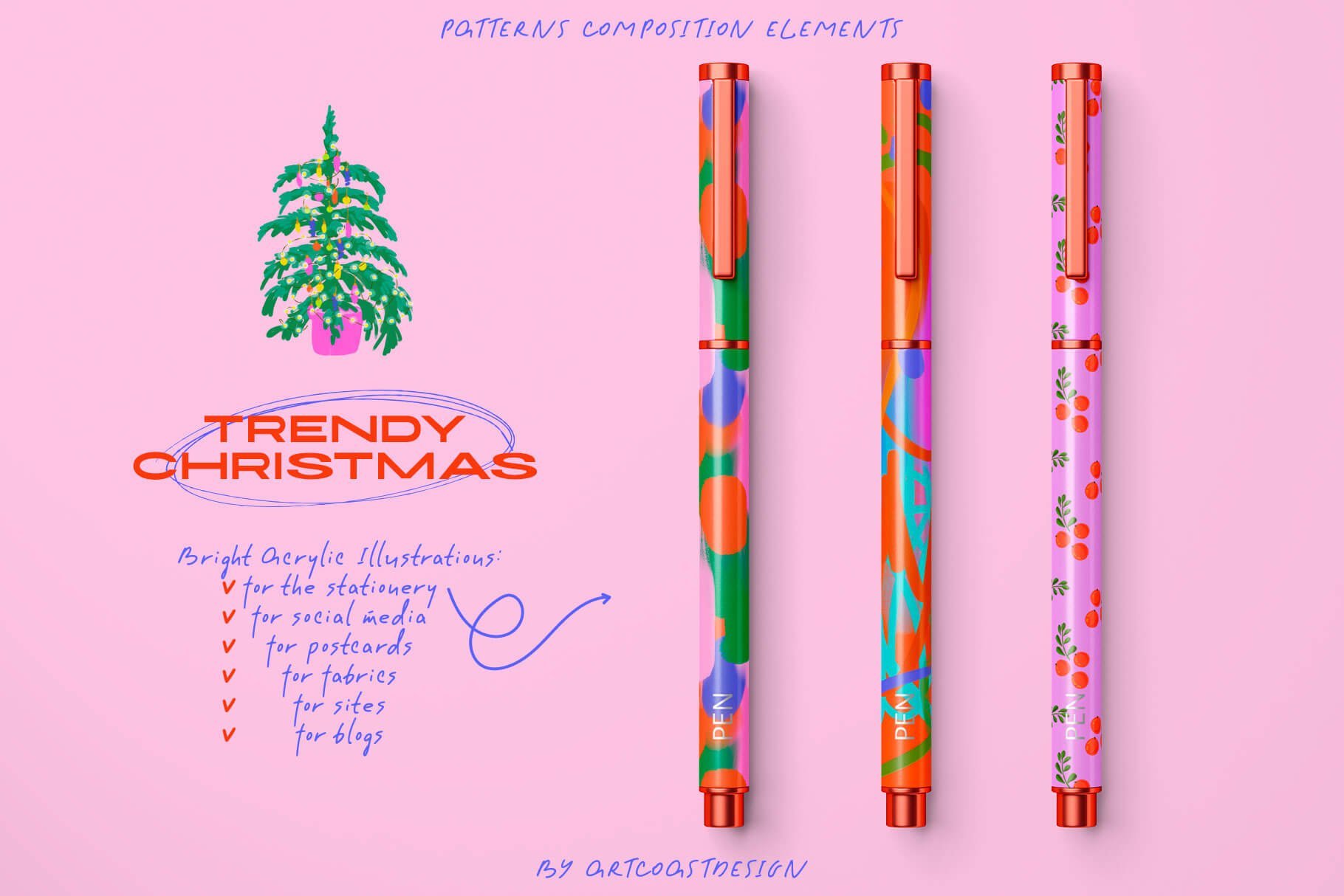 Acrylic Christmas Collection - Trendy & Modern Festive Illustrations
