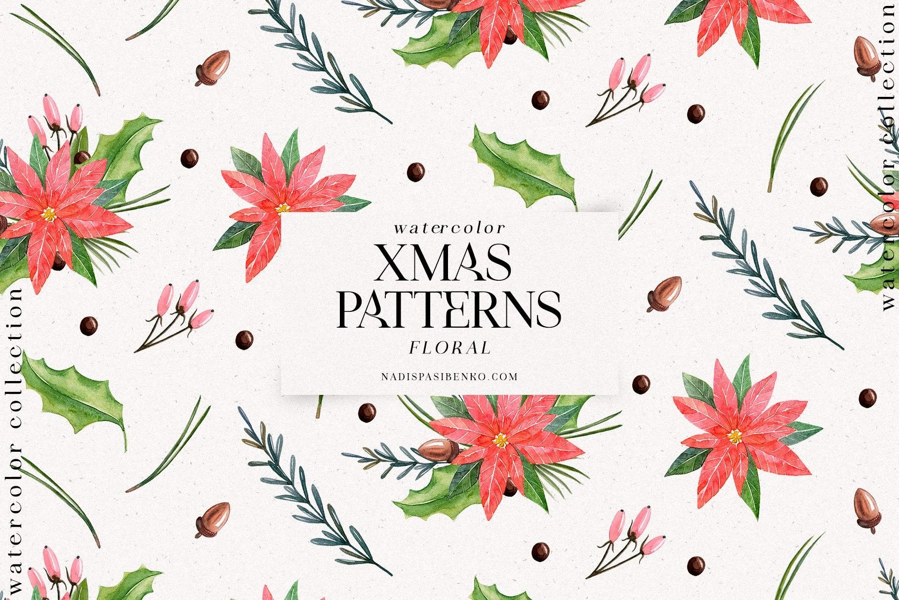 Cute Watercolor Christmas Patterns – Festive & Cozy Seamless Designs
