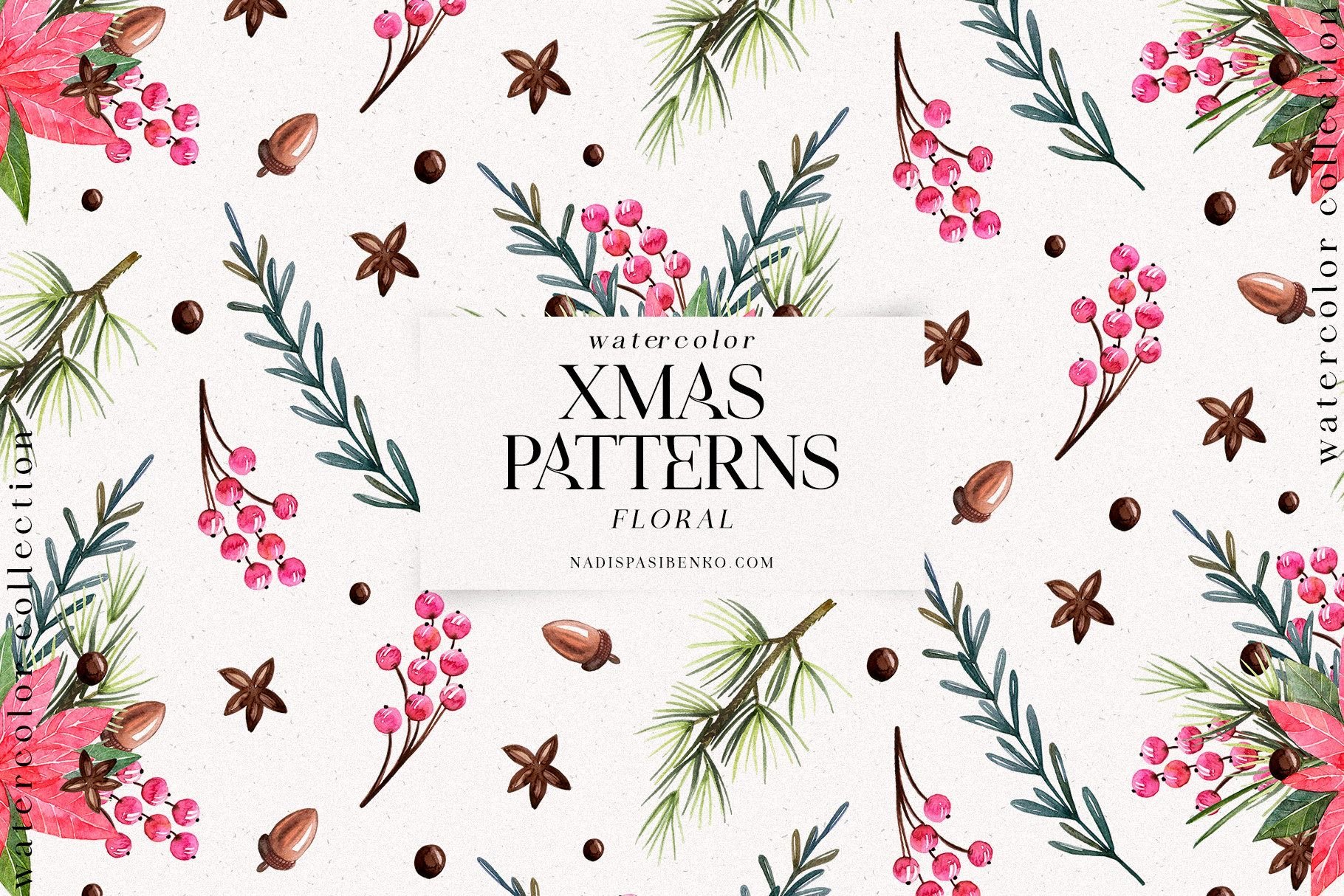 Cute Watercolor Christmas Patterns – Festive & Cozy Seamless Designs