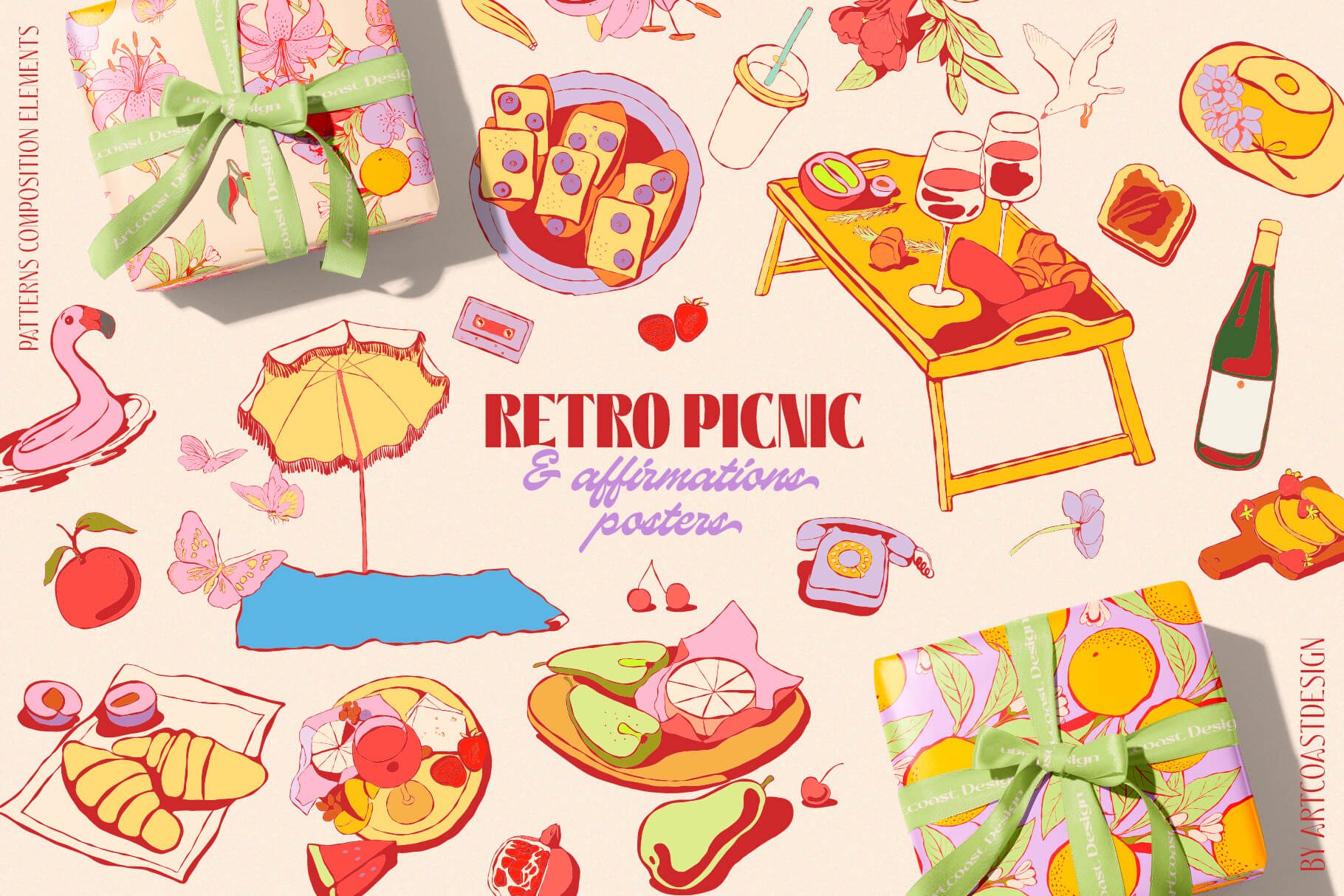 Retro Picnic Vector Set - Creative Illustrations & Motivational Posters