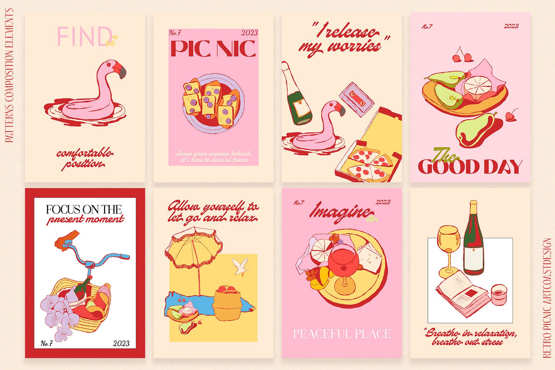 Retro Picnic Vector Set - Creative Illustrations & Motivational Posters