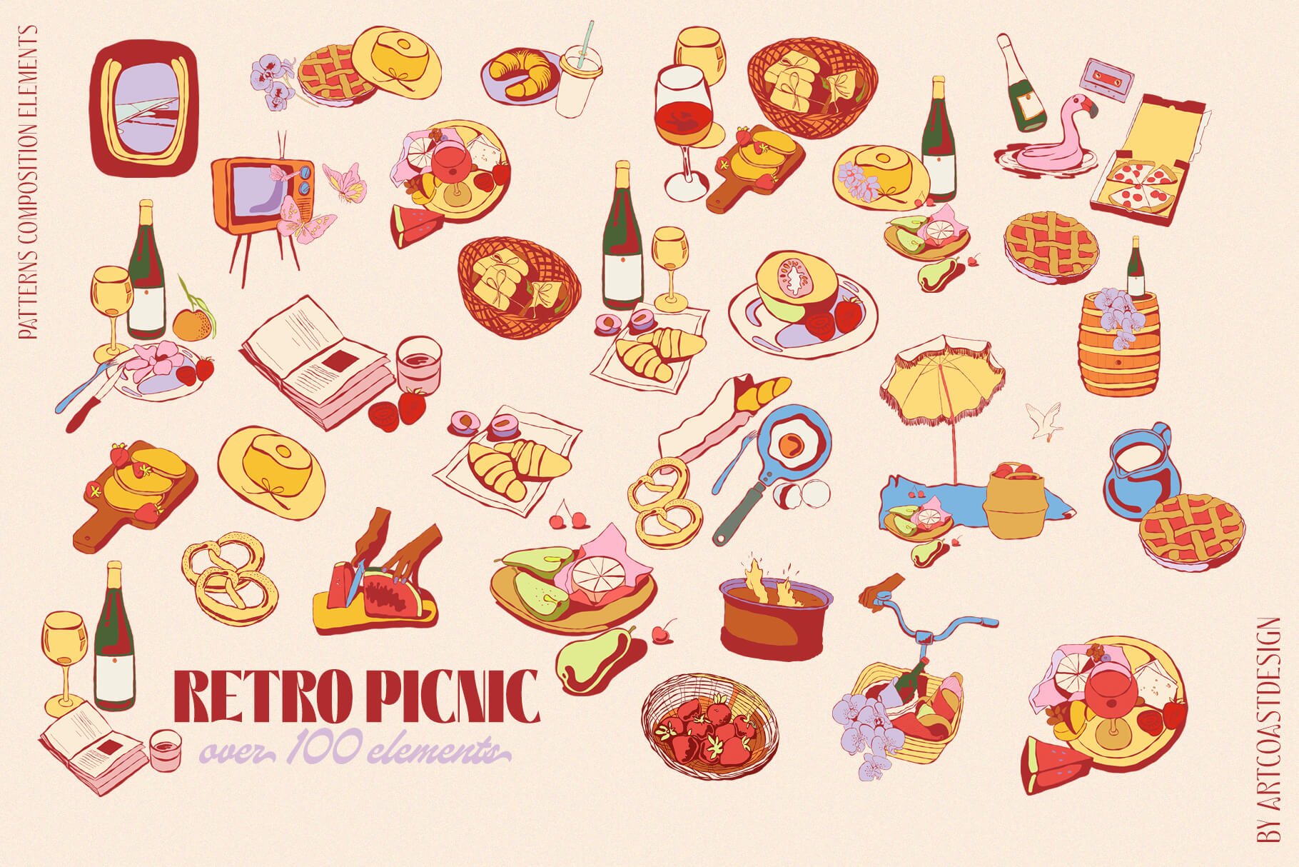 Retro Picnic & Affirmations Posters Vector