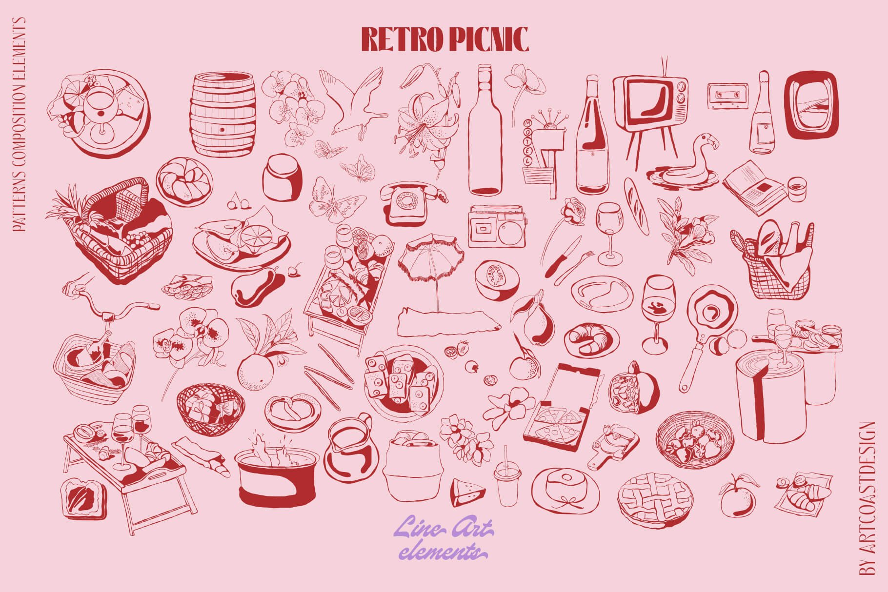 Retro Picnic & Affirmations Posters Vector