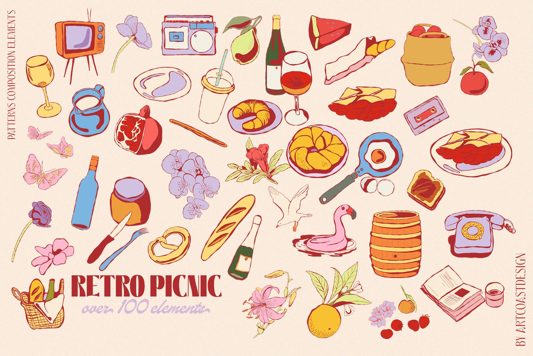 Retro Picnic & Affirmations Posters Vector