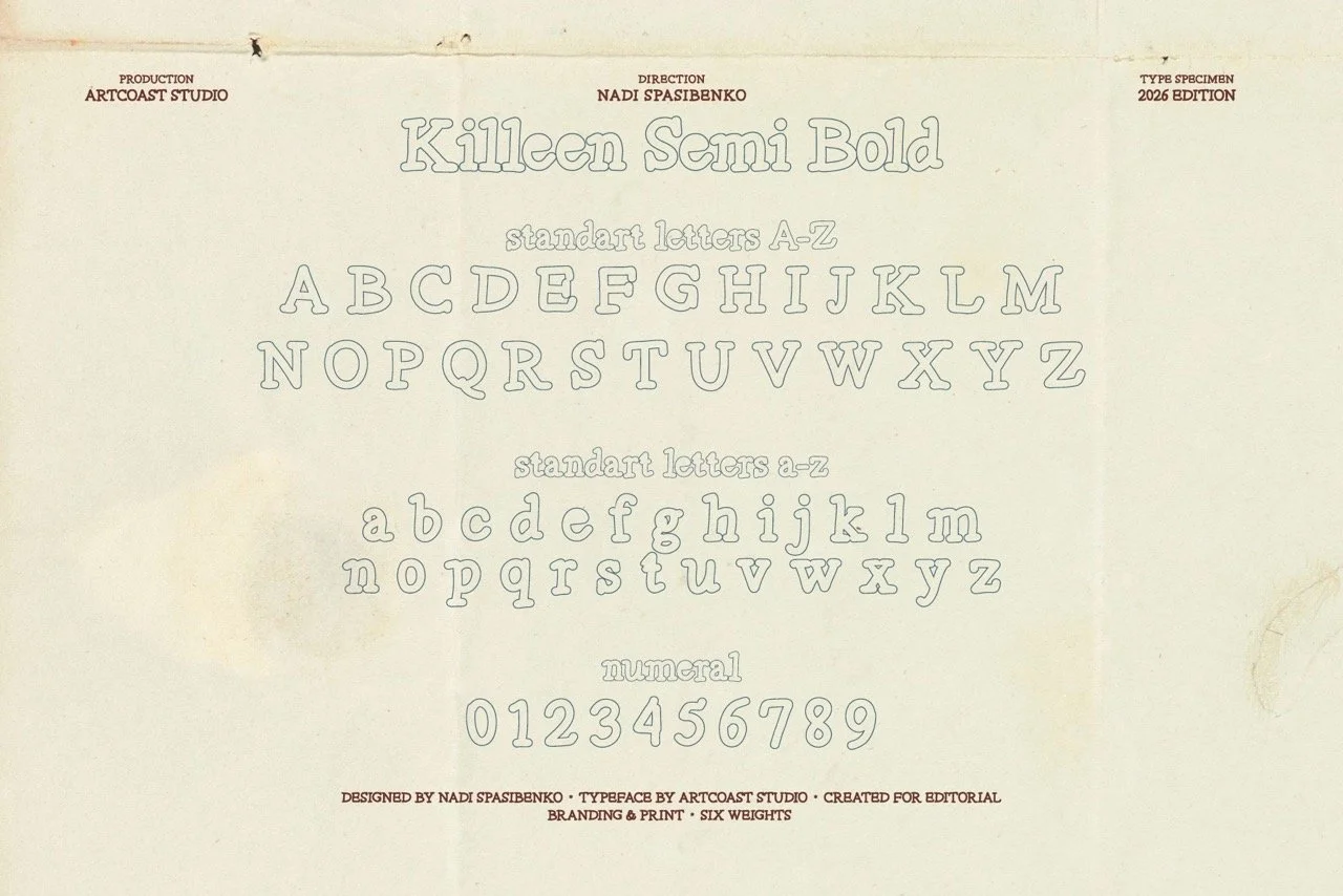 Killeen Semi Bold serif font uppercase and lowercase character set