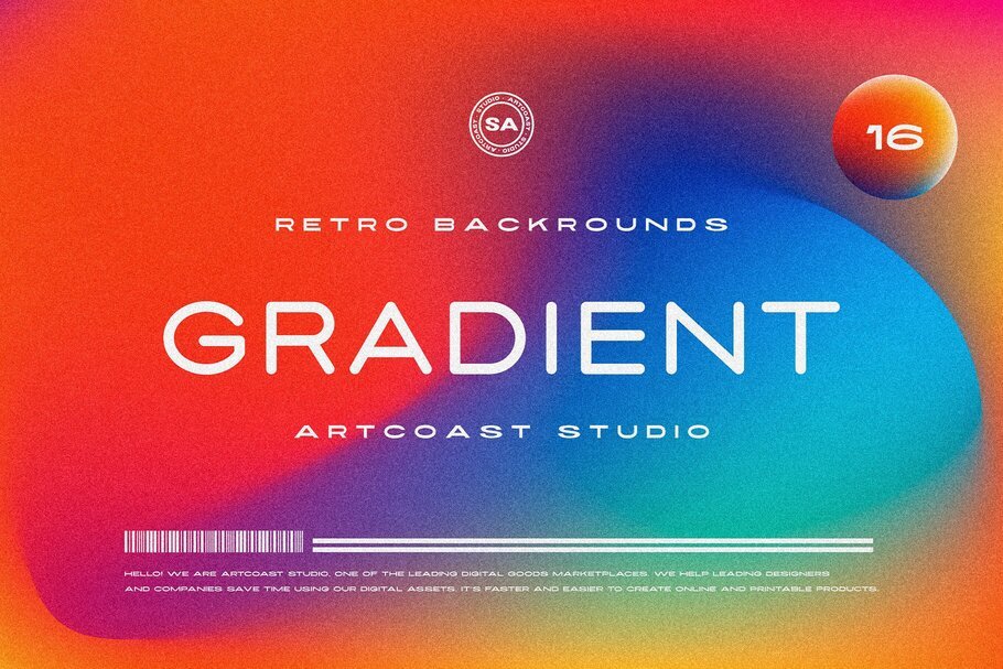 Retro Gradient Backgrounds Set for Websites & Digital Designs