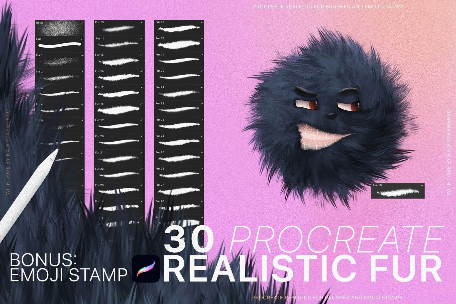 Realistic Fur Brushes for Procreate
