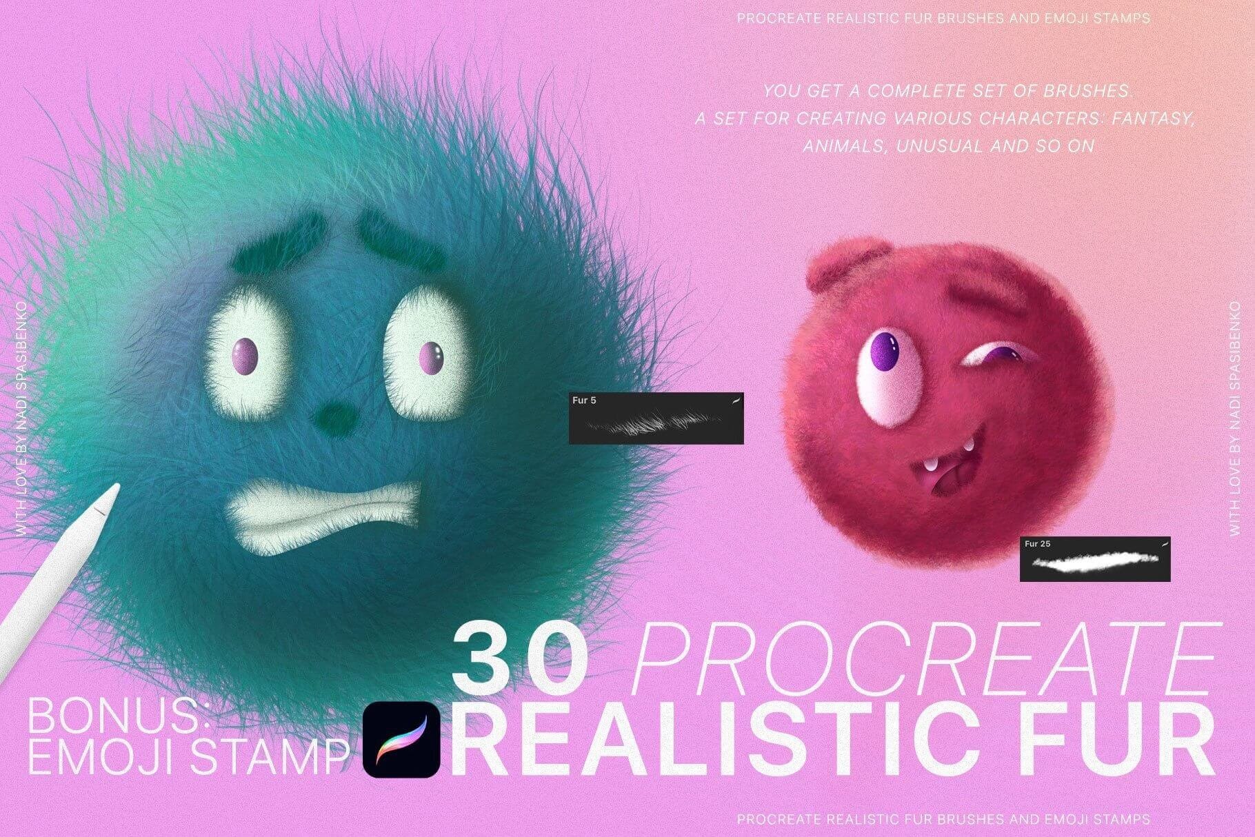 Elevate Your Procreate Art with Realistic Fur & Emoji Brushes
