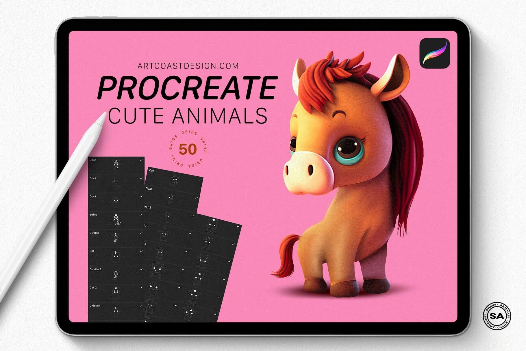 Cute Animal Characters - Procreate Stamps