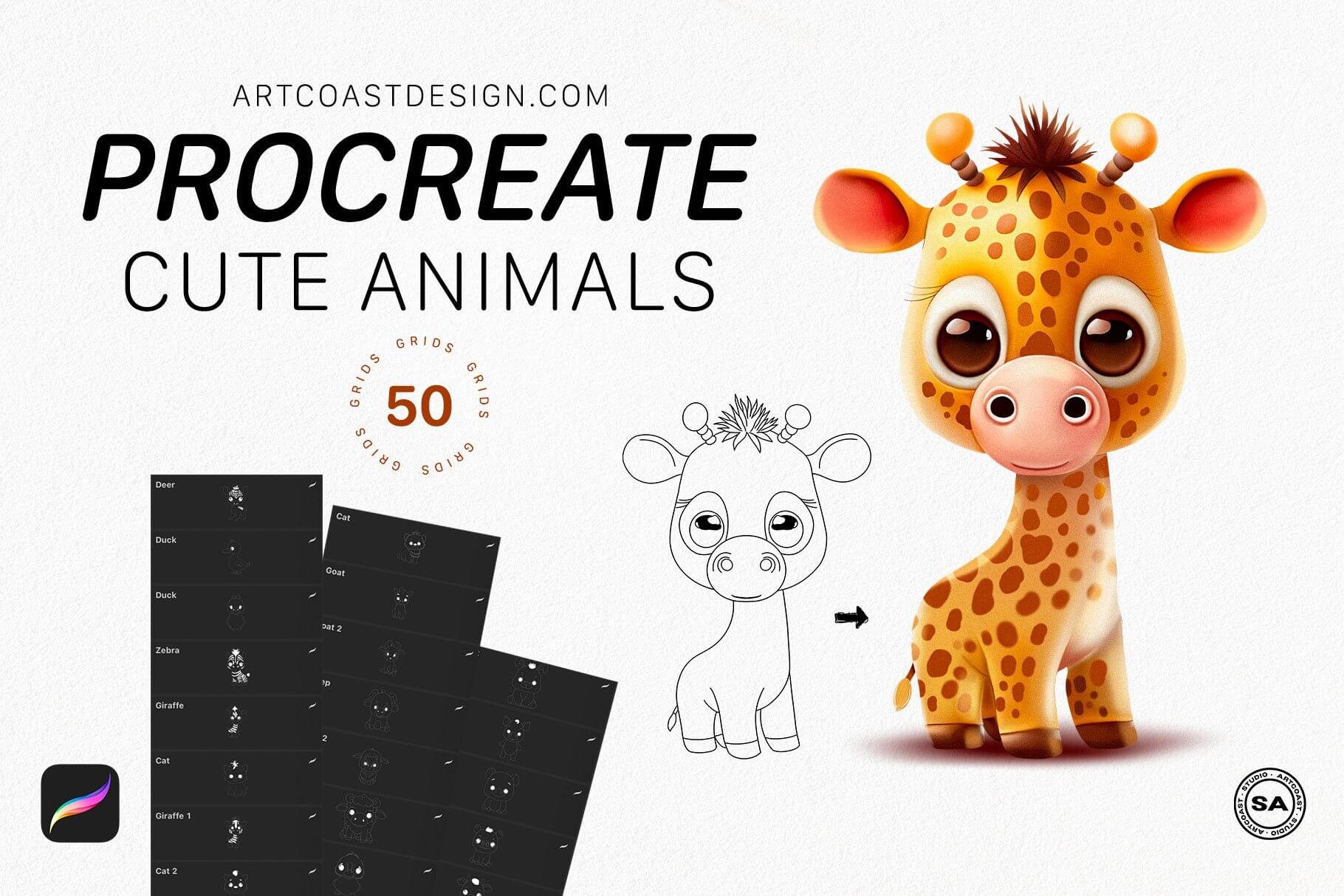 Create Cute Animal Characters with Procreate Stamps