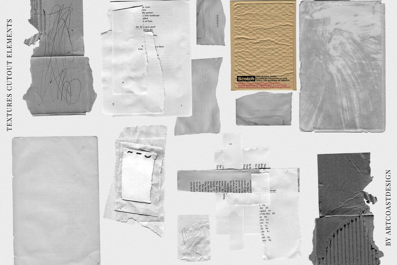 Retro Grunge Paper Collage & Scribbles Collection