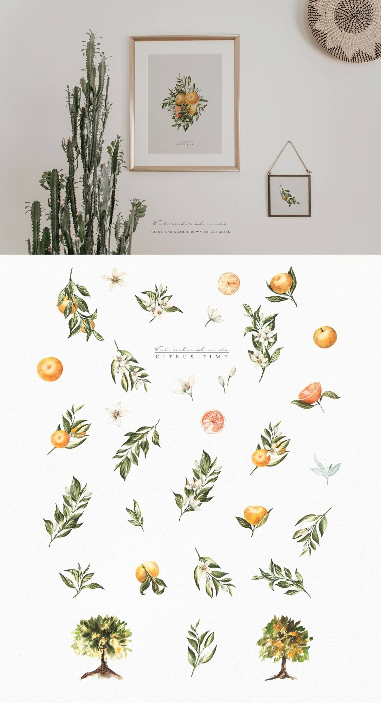 Watercolor Illustrations Clipart Lime, Seamless Pattern, Leaf Pattern