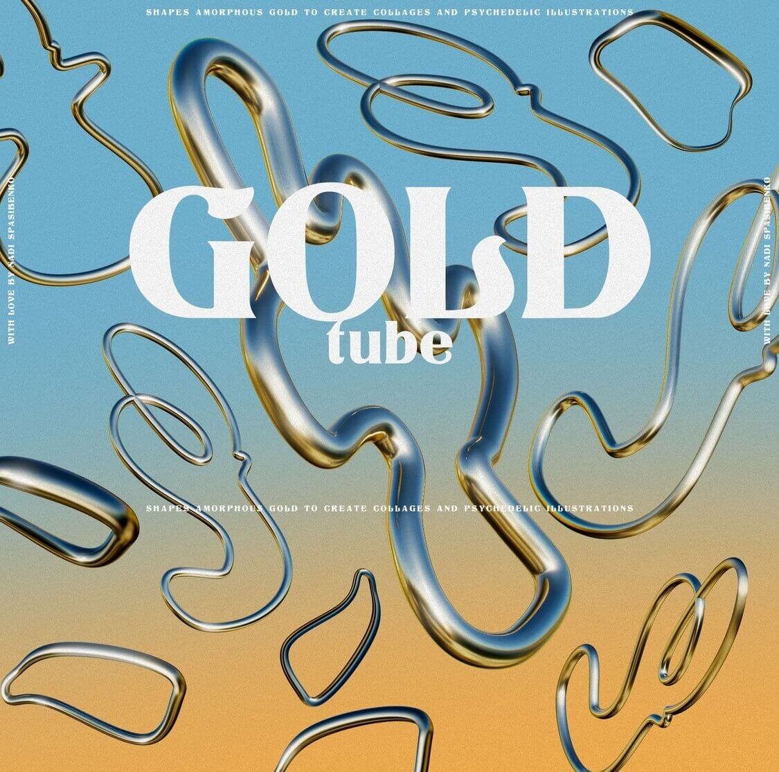 Amorphous Liquid Gold PNG Shapes 3D Objects Background Gradient Textures