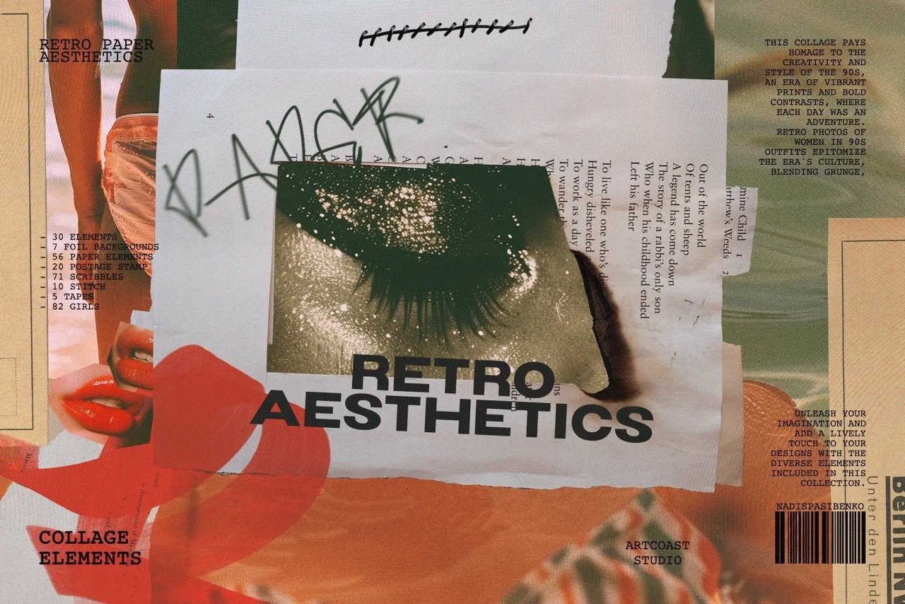 Retro Paper Aesthetics: Nostalgic Collage Bundle