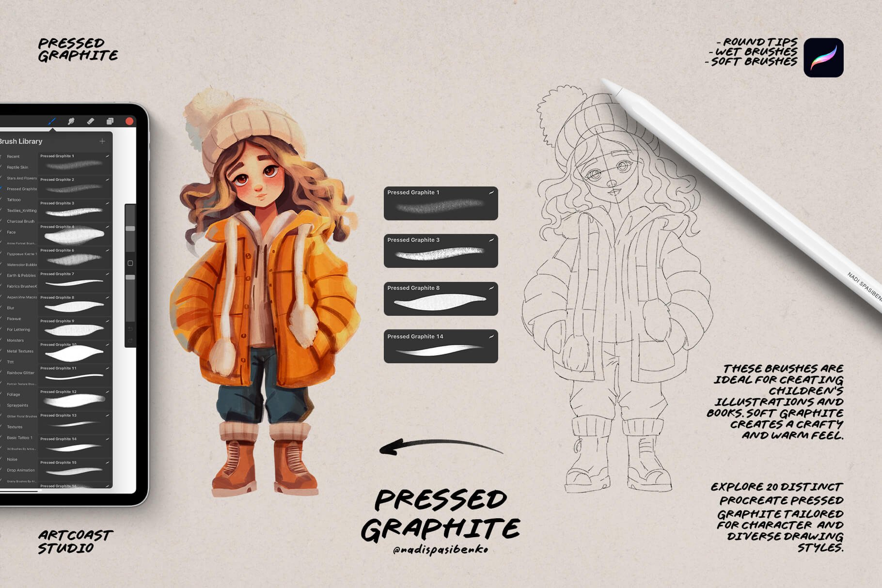 Pressed Graphite | Procreate Brushes