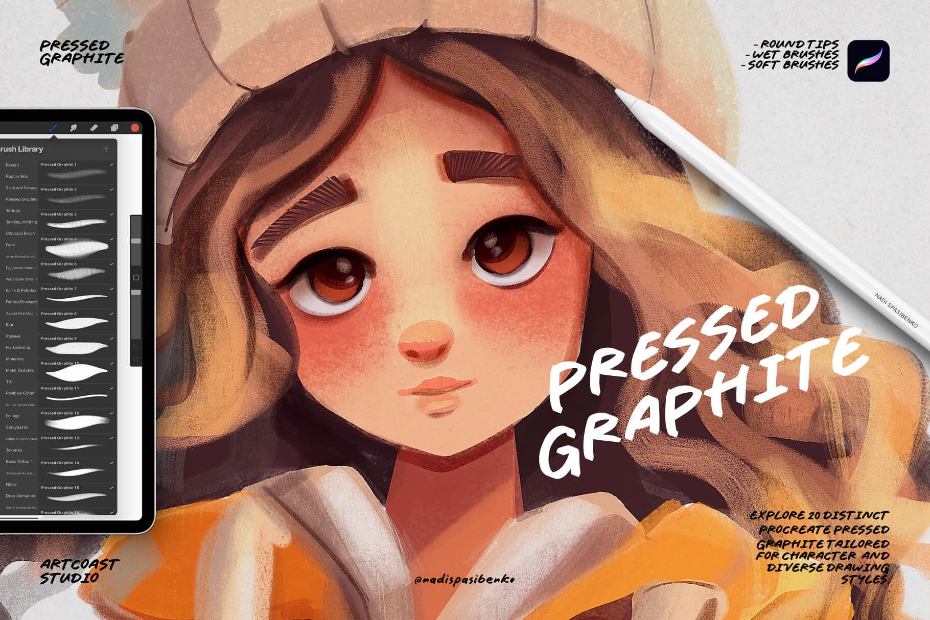 Premium Pressed Graphite Procreate Brushes