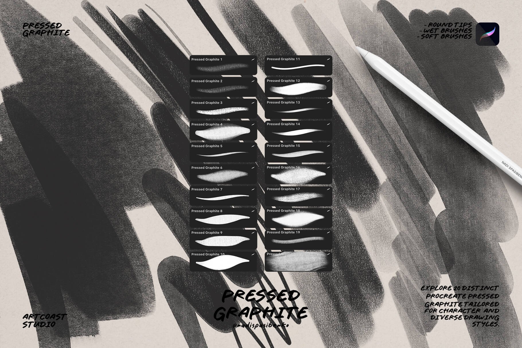 Pressed Graphite | Procreate Brushes