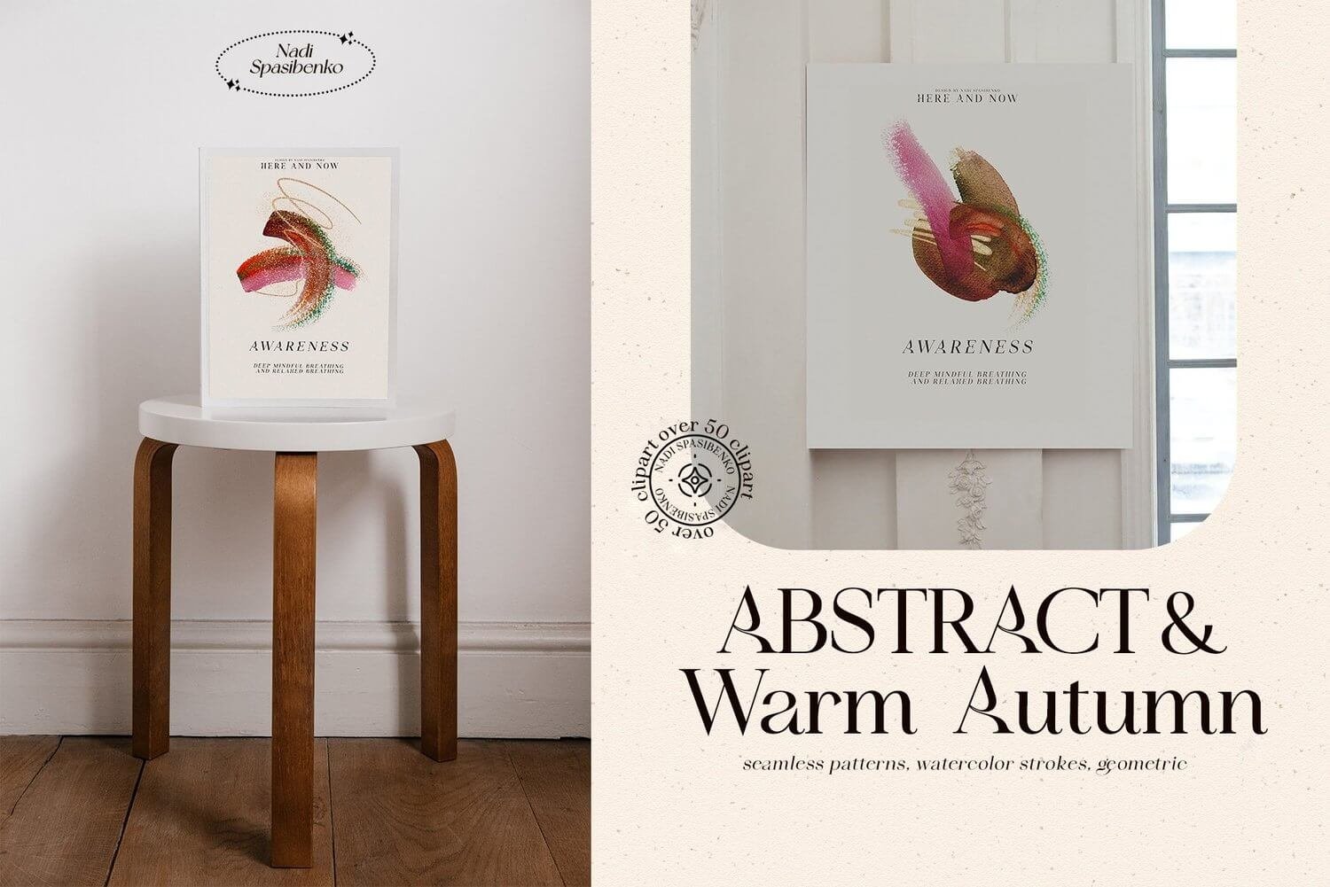Watercolor Warm Abstract Set Bundle - Vibrant and Rich Designs