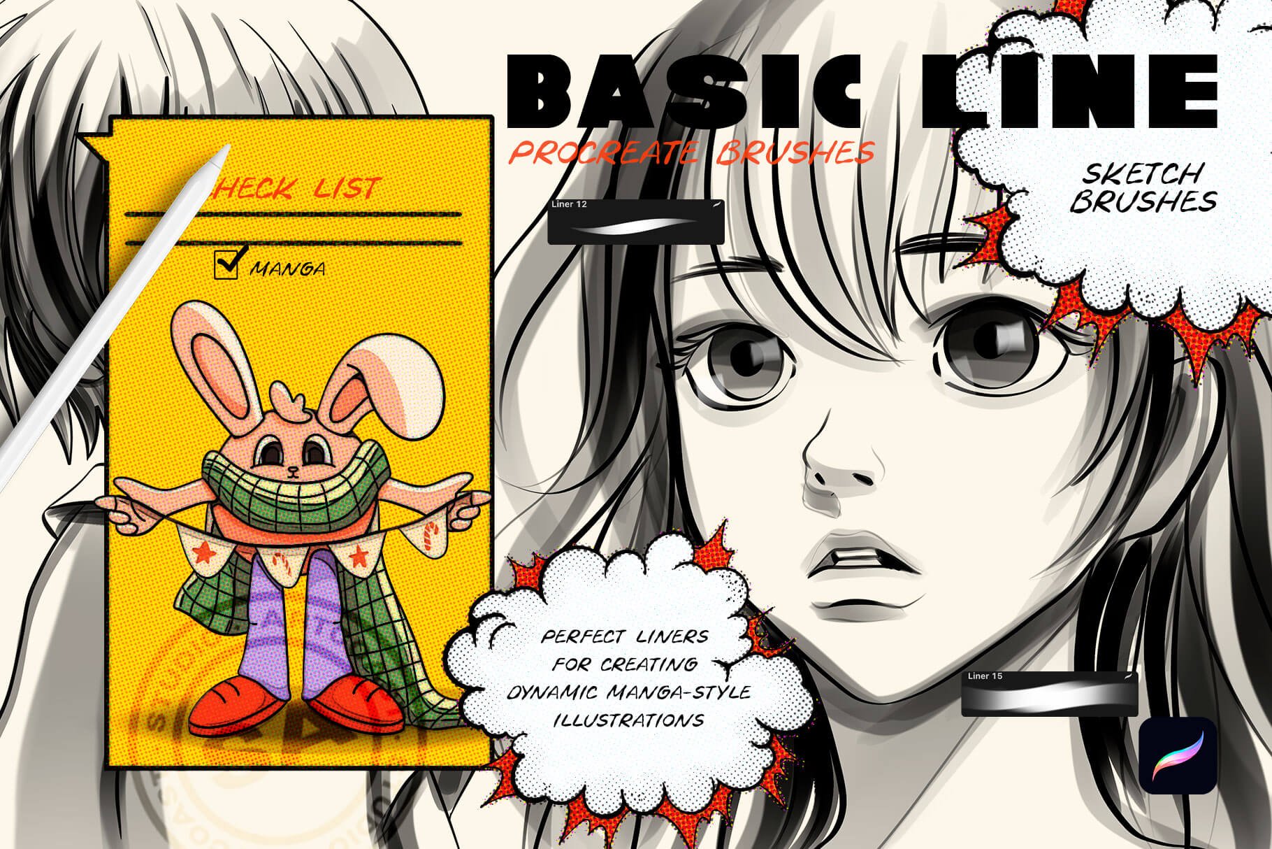 Procreate Essential Line Brushes for Sketching
